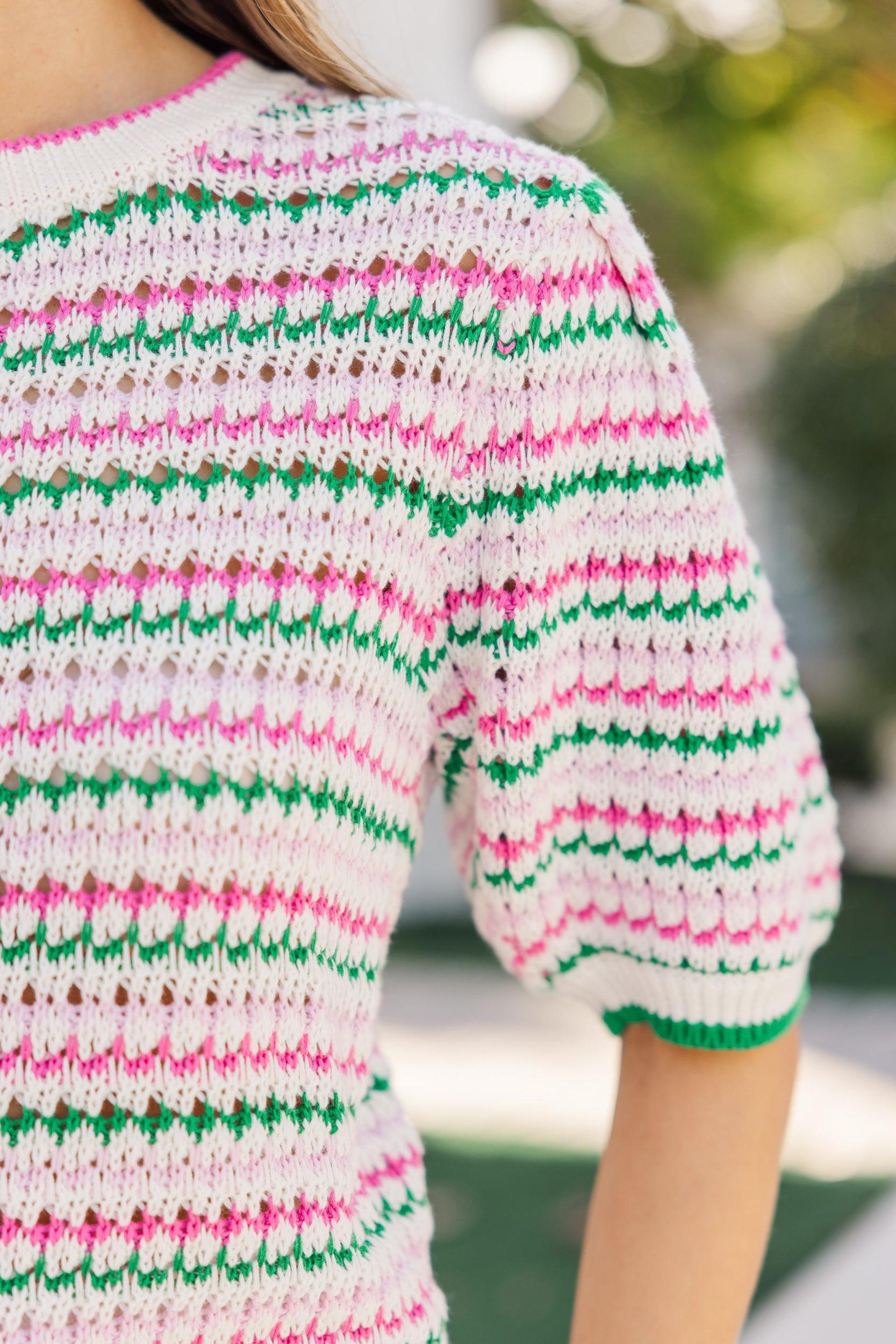 Just For You White Striped Sweater Female Product Image