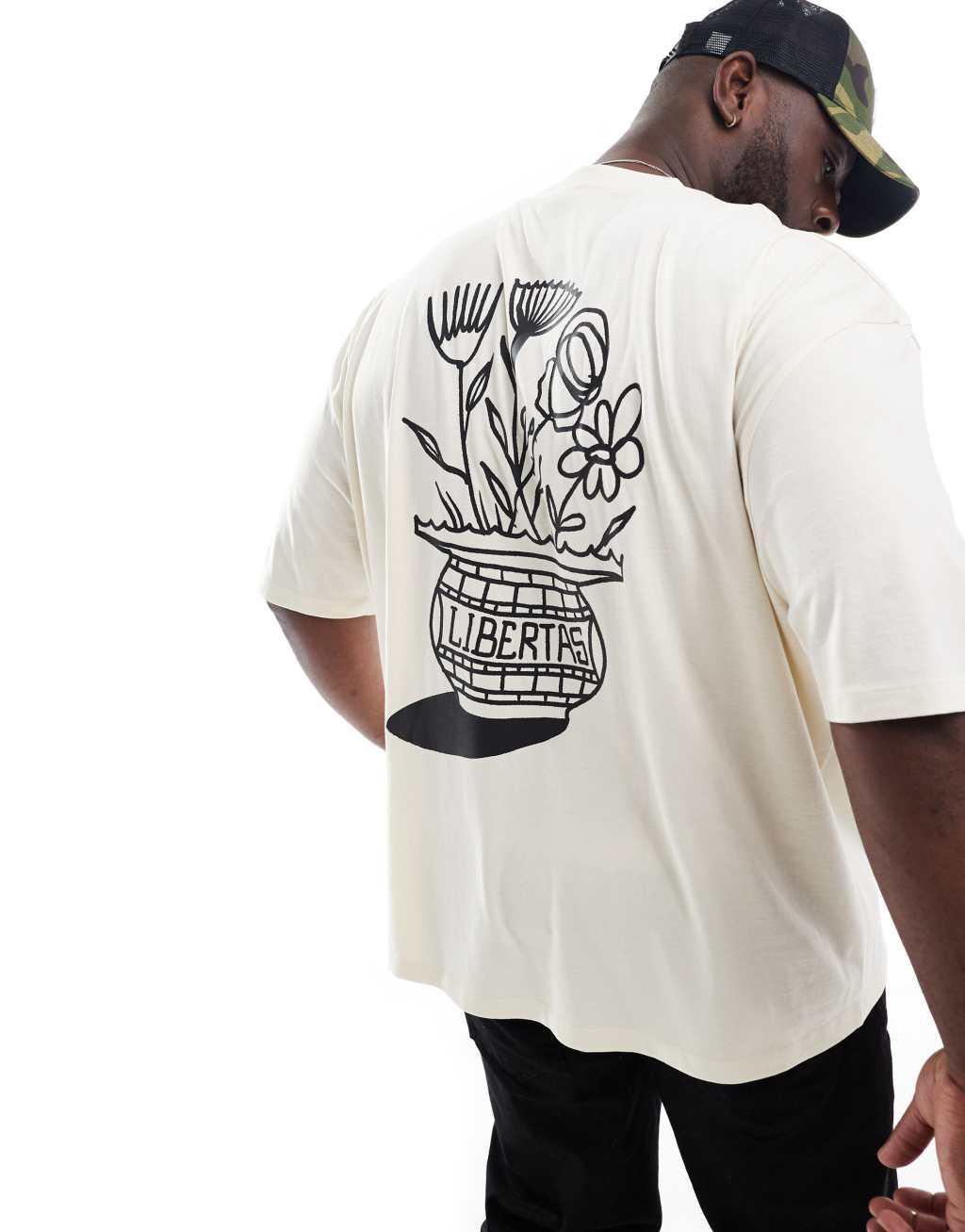 ASOS DESIGN oversized T-shirt in beige with abstract back print Product Image
