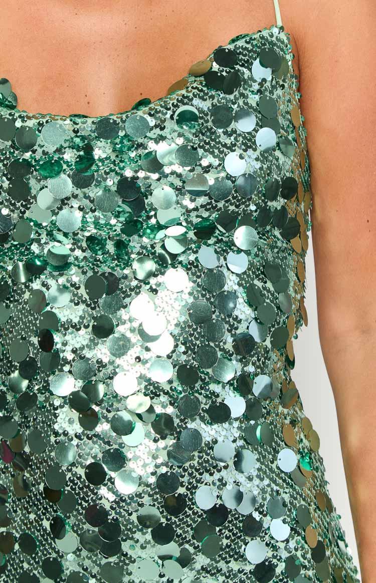 Come And Get It Aqua Sequin Party Mini Dress Girls Product Image