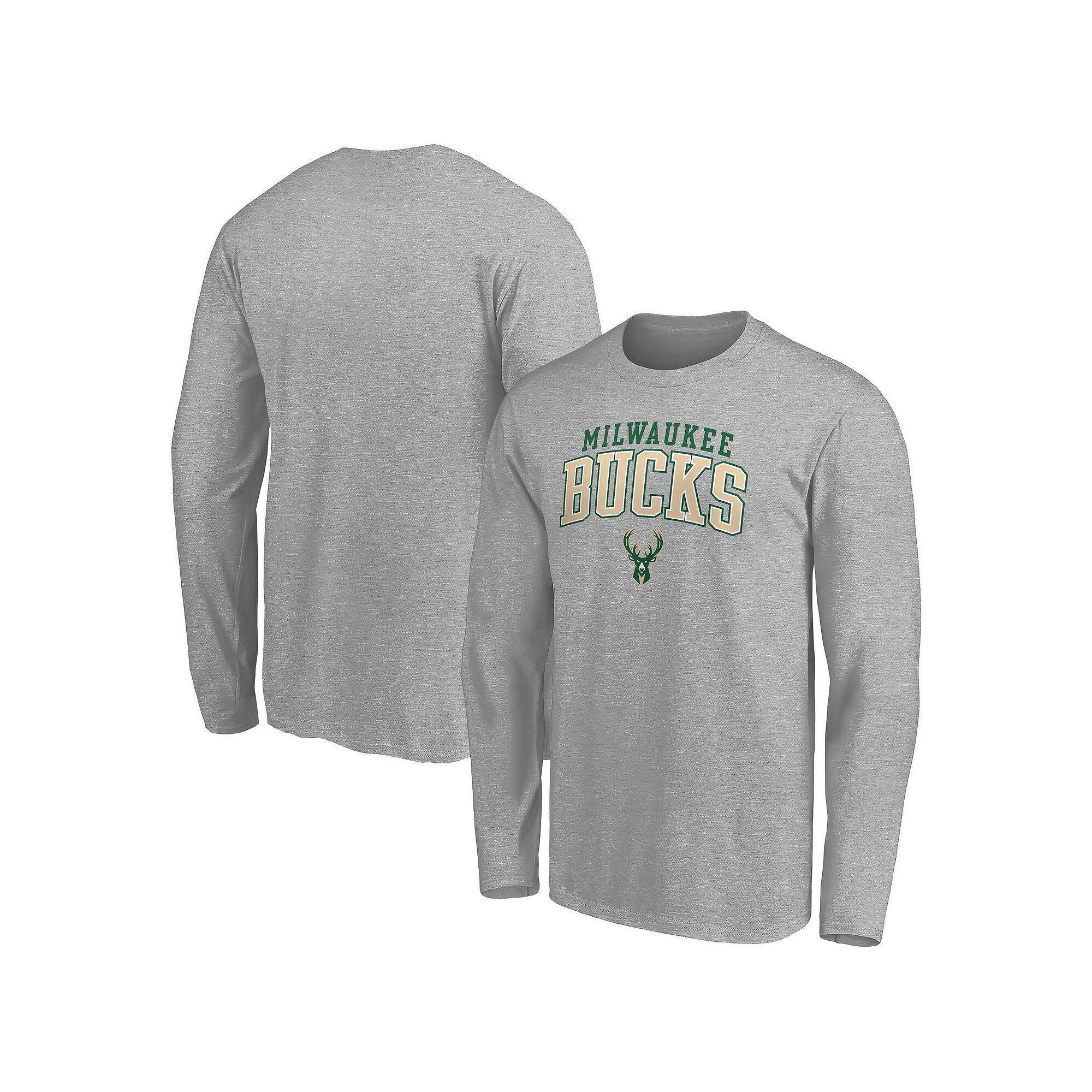 Men's Fanatics  Heather Gray Milwaukee Bucks Team State Pride Long Sleeve T-Shirt, Size: Medium, Grey Product Image