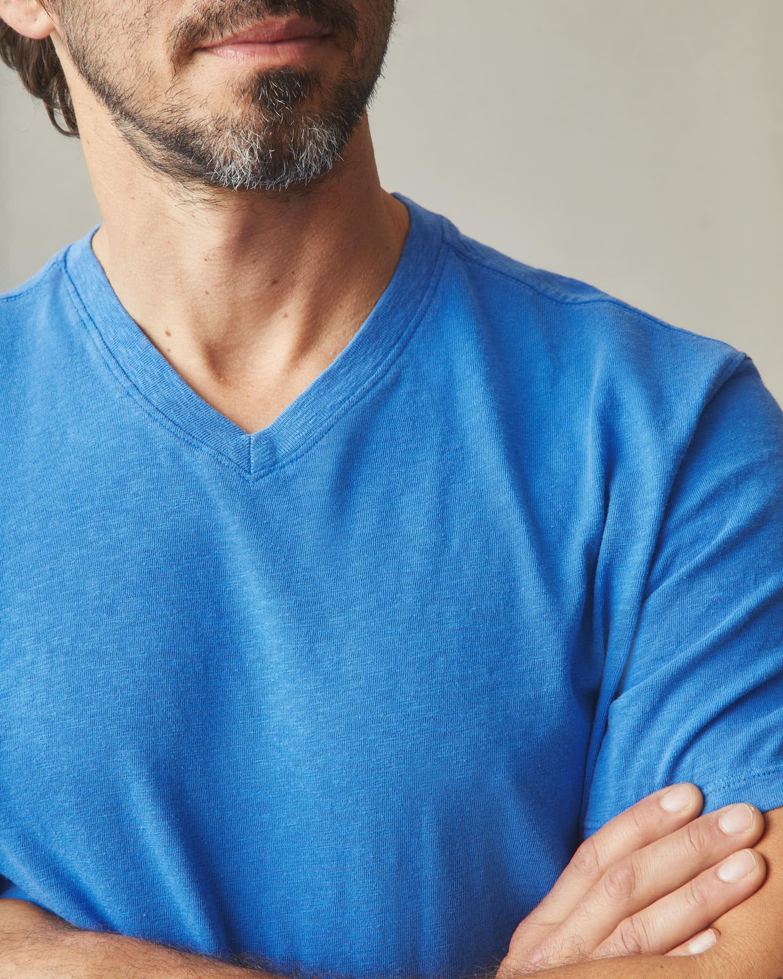 Men's Premium Slub V-Neck Tee - Strong Blue Product Image
