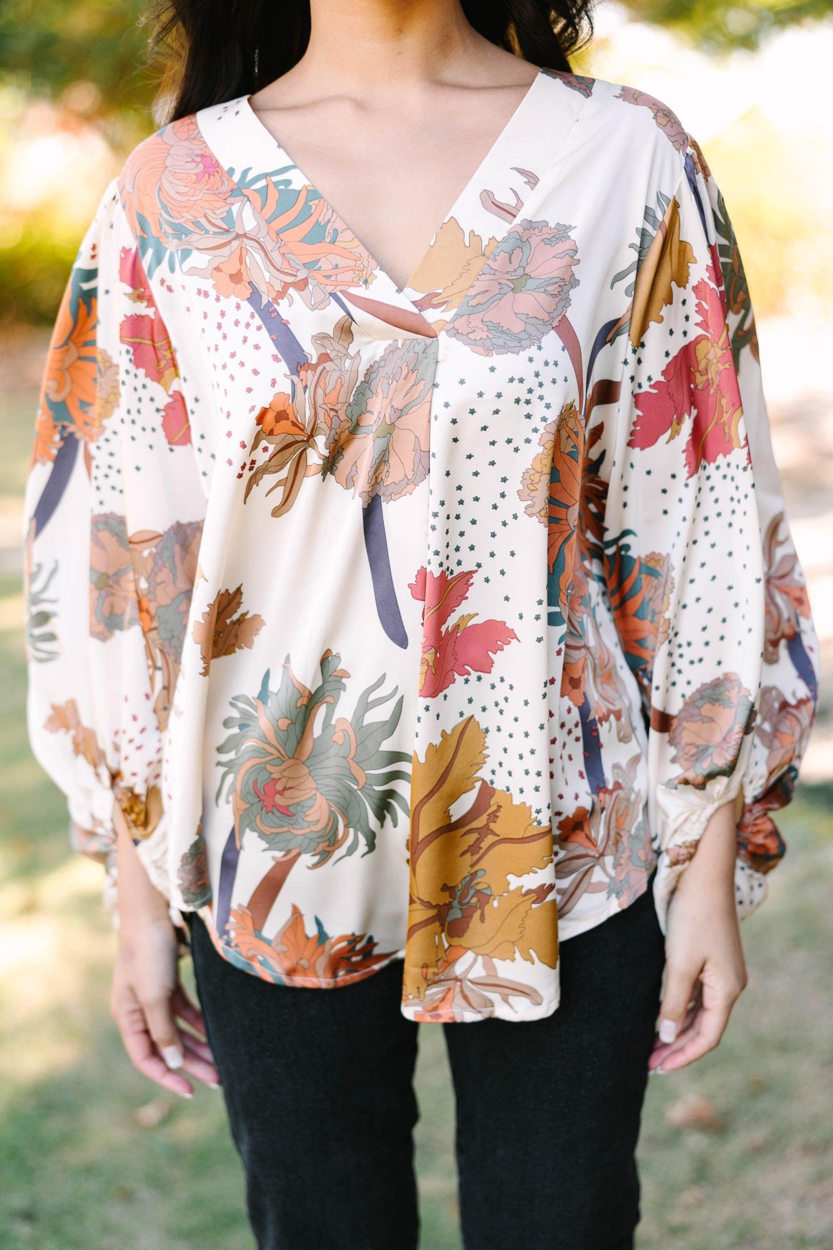 Feeling Fun Ivory White Floral Blouse Female Product Image