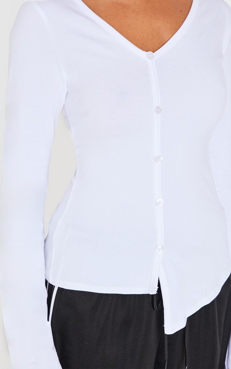 Cream Asymmetric Button Down Detail Long Sleeve Top Product Image