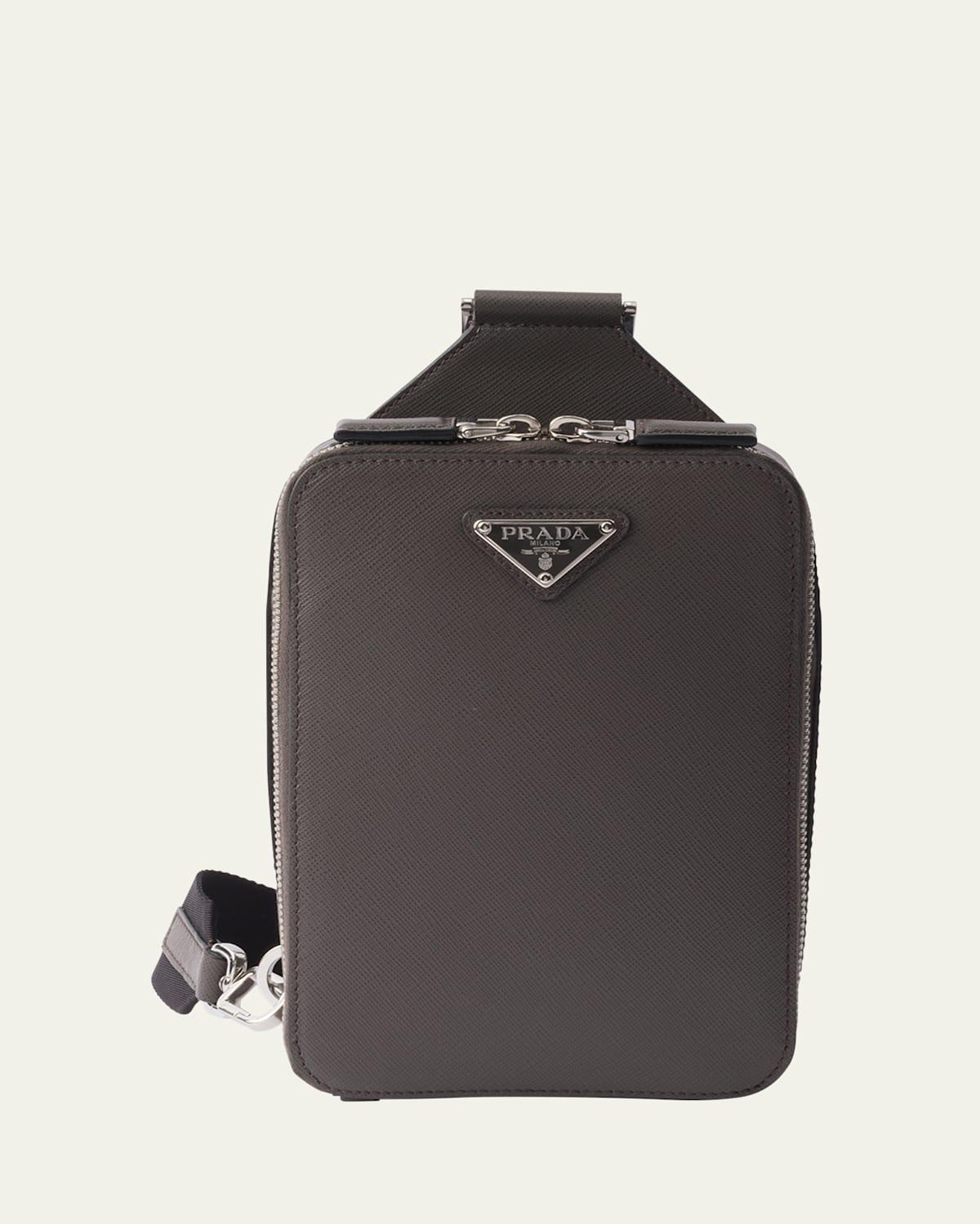 Mens Saffiano Leather Sling Backpack Product Image