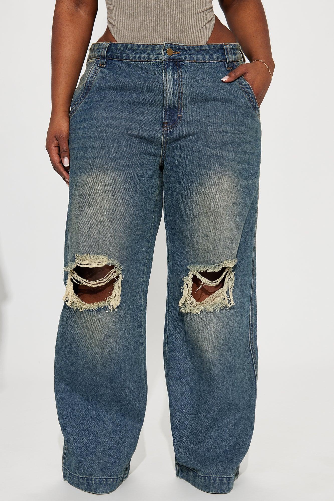 Drew Drop Waist Baggy Jeans - Dark Wash Product Image