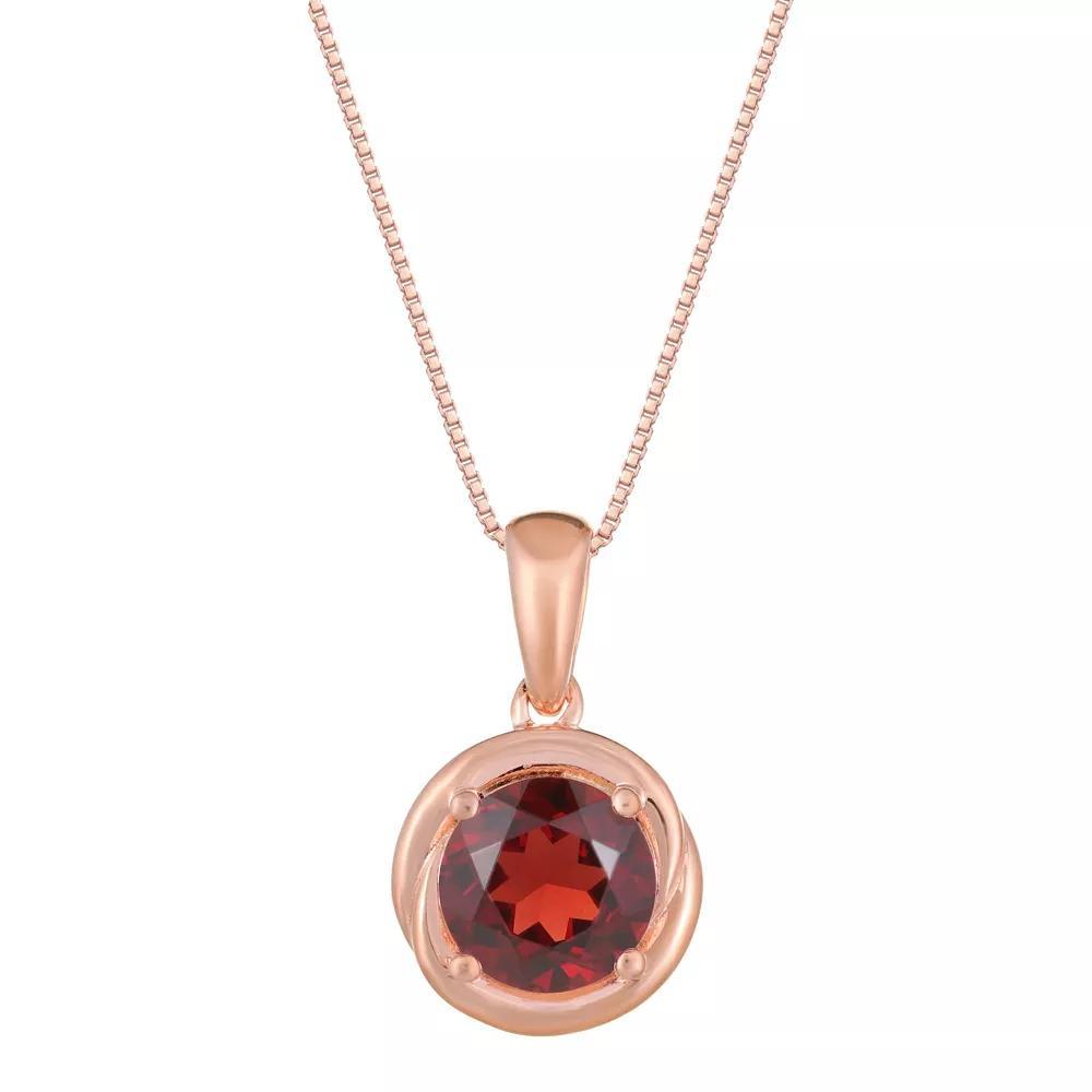 Gemminded 18k Rose Gold Tone Plated Sterling Silver & Amethyst Circle Pendant Necklace, Women's, Size: 18", Pink Tone Product Image