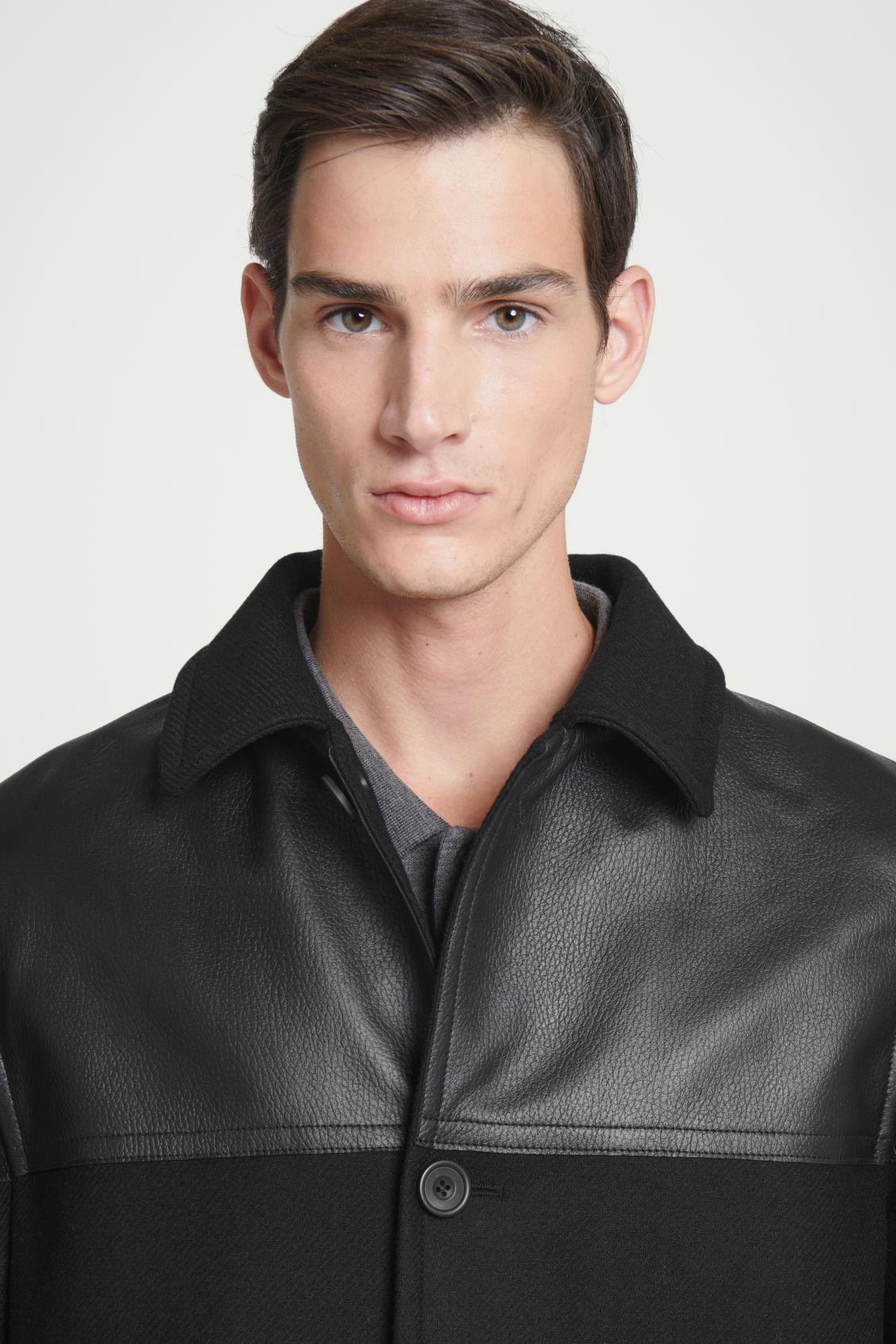 LEATHER-PANELED DONKEY JACKET Product Image
