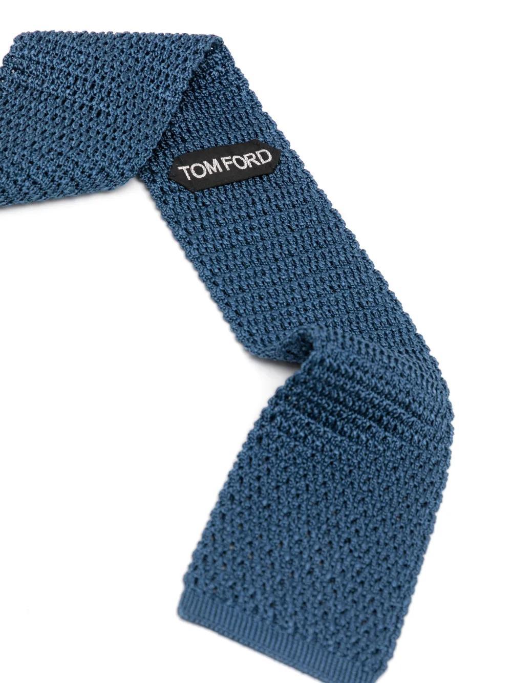 TOM FORD Crochet-knit Silk Necktie In Blue Product Image