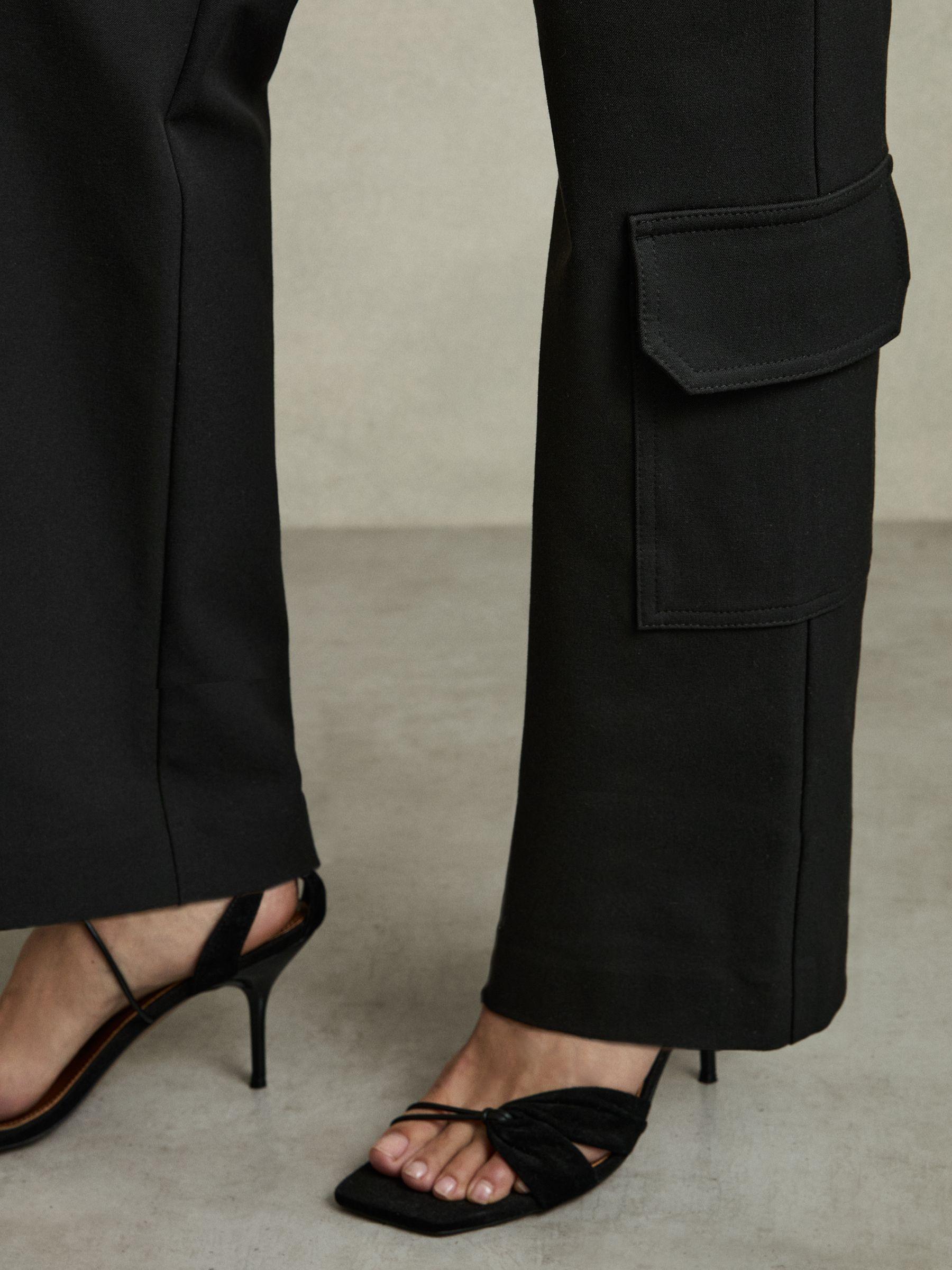 Petite Wool-Blend Wide-Leg Pinstripe Trousers in Grey Product Image