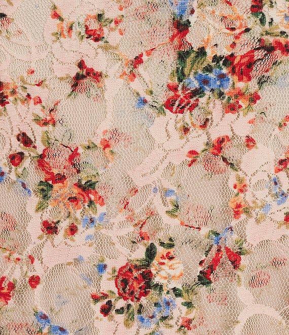 Honey & Sparkle Floral Print Ruffled V-Neck Sleeveless Lined Lace Top Product Image
