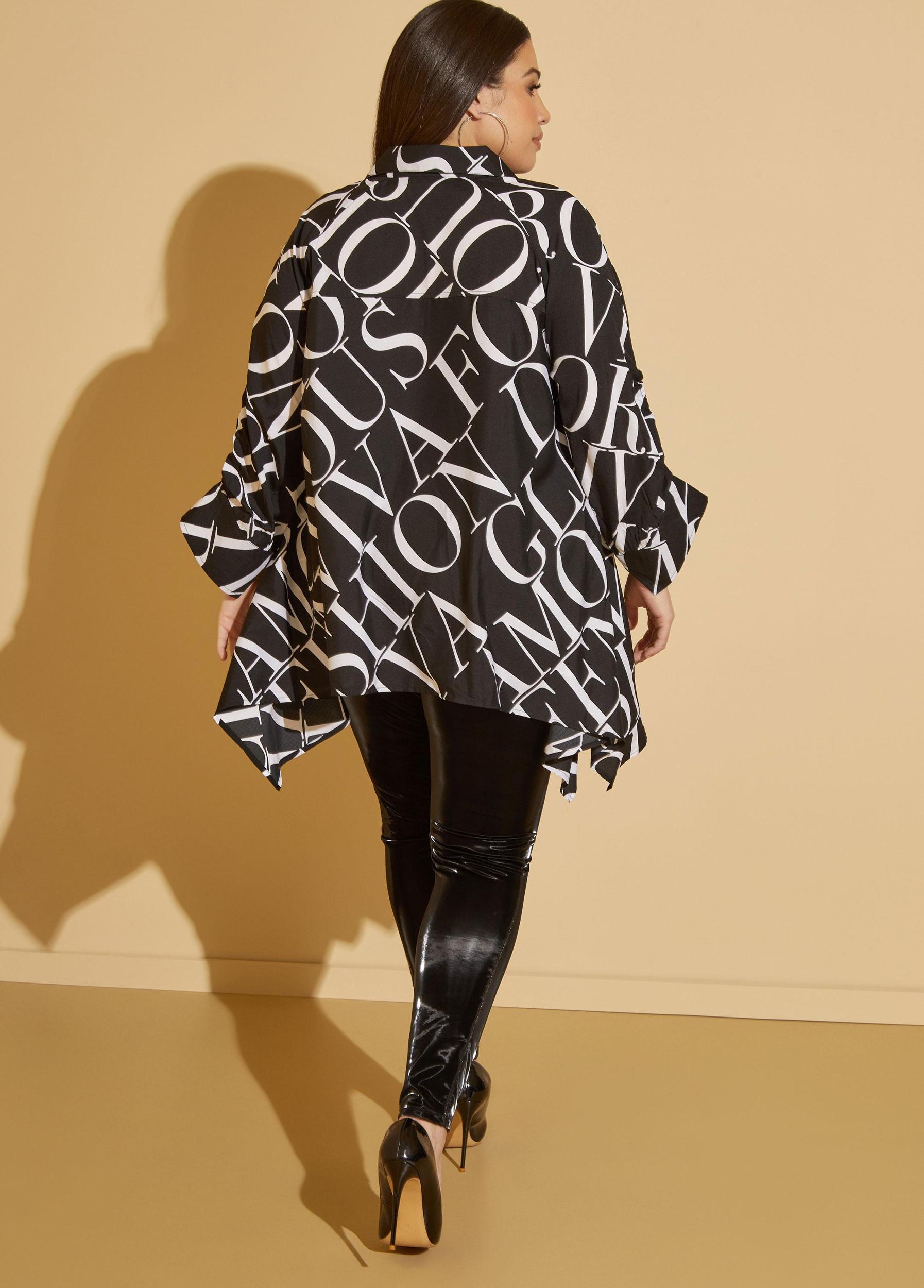 Letter Print Hi Low Shirt Product Image