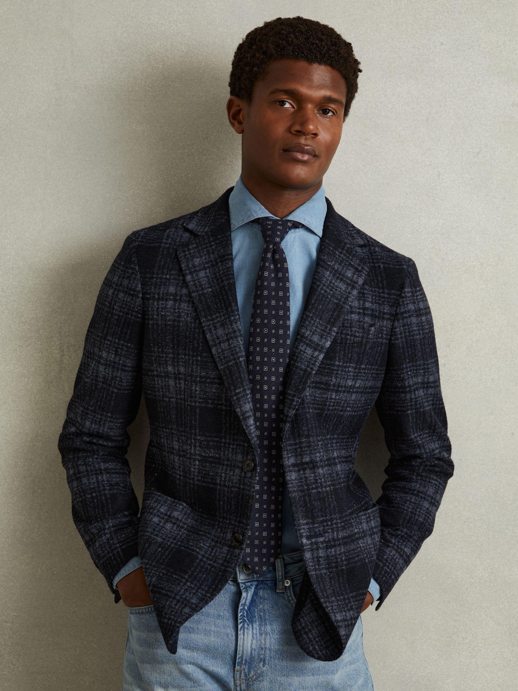 Anzio Navy Silk Blend Foulard Medallion Print Tie Product Image