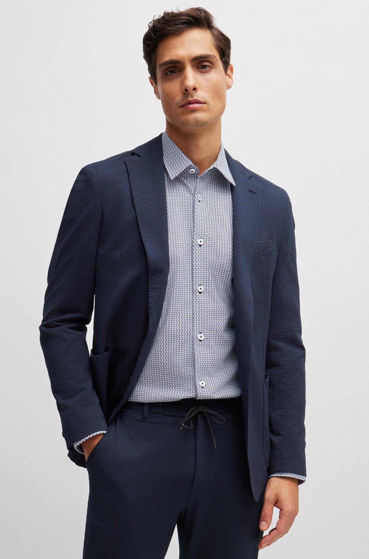 Slim-fit shirt in a printed performance-stretch blend Product Image