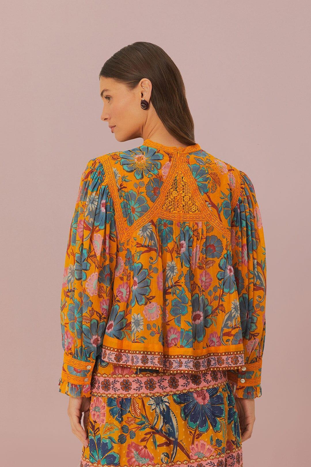 Yellow Mica Short Sleeve Collared Blouse, MICA YELLOW / XXS Product Image
