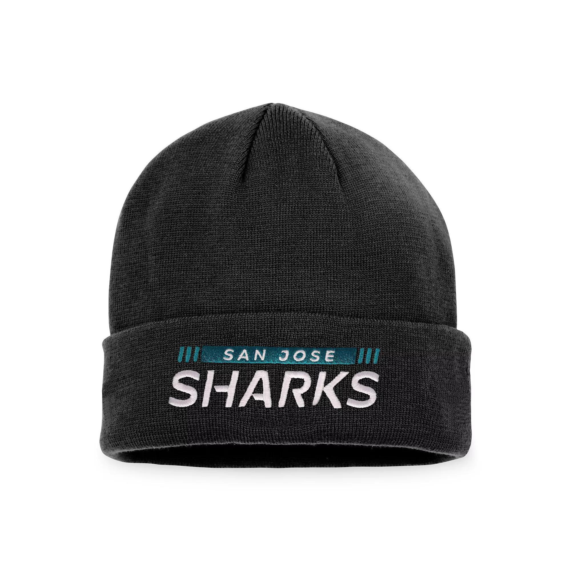 Men's Fanatics Branded Black San Jose Sharks Authentic Pro Rink Cuffed Knit Hat, Sks Black Product Image