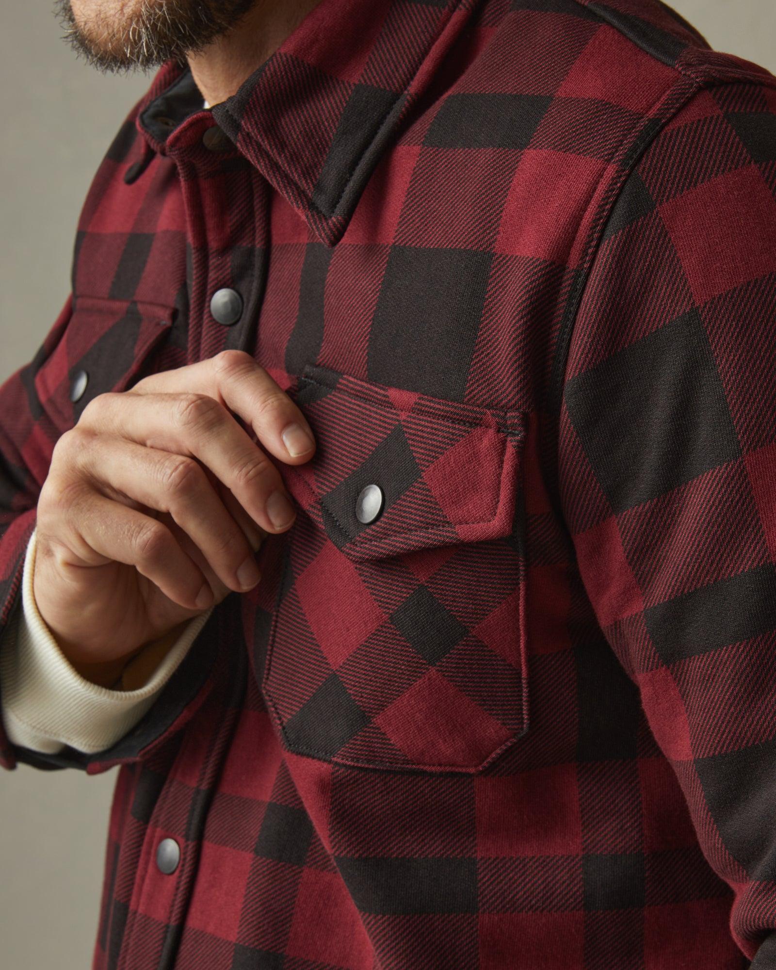 Unisex Redwood Fleece Overshirt - Oxblood Plaid Unisex Product Image