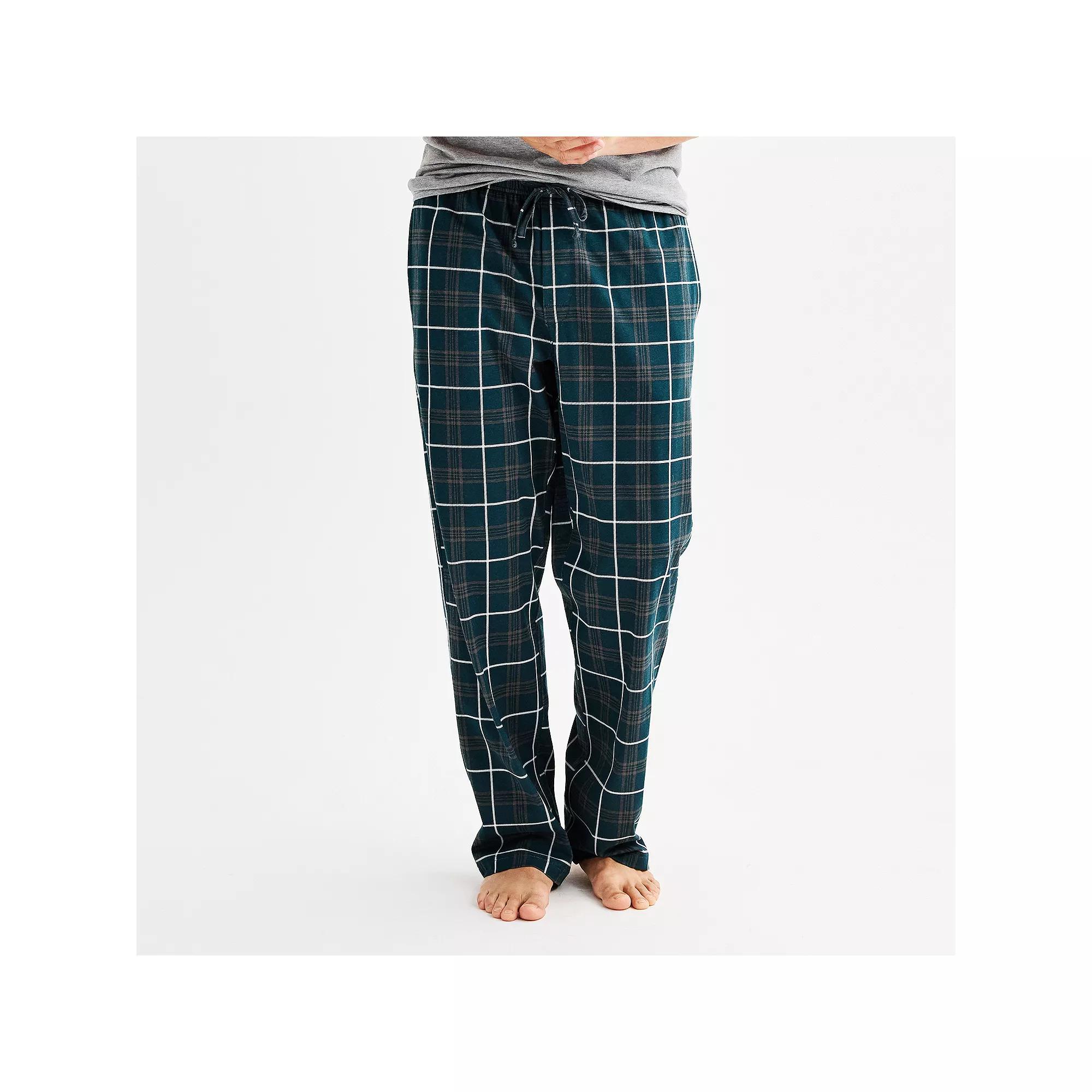 Men's Sonoma Goods For Life® Essential Knit Pajama Pants, Size: Large, Plaid White Black Product Image
