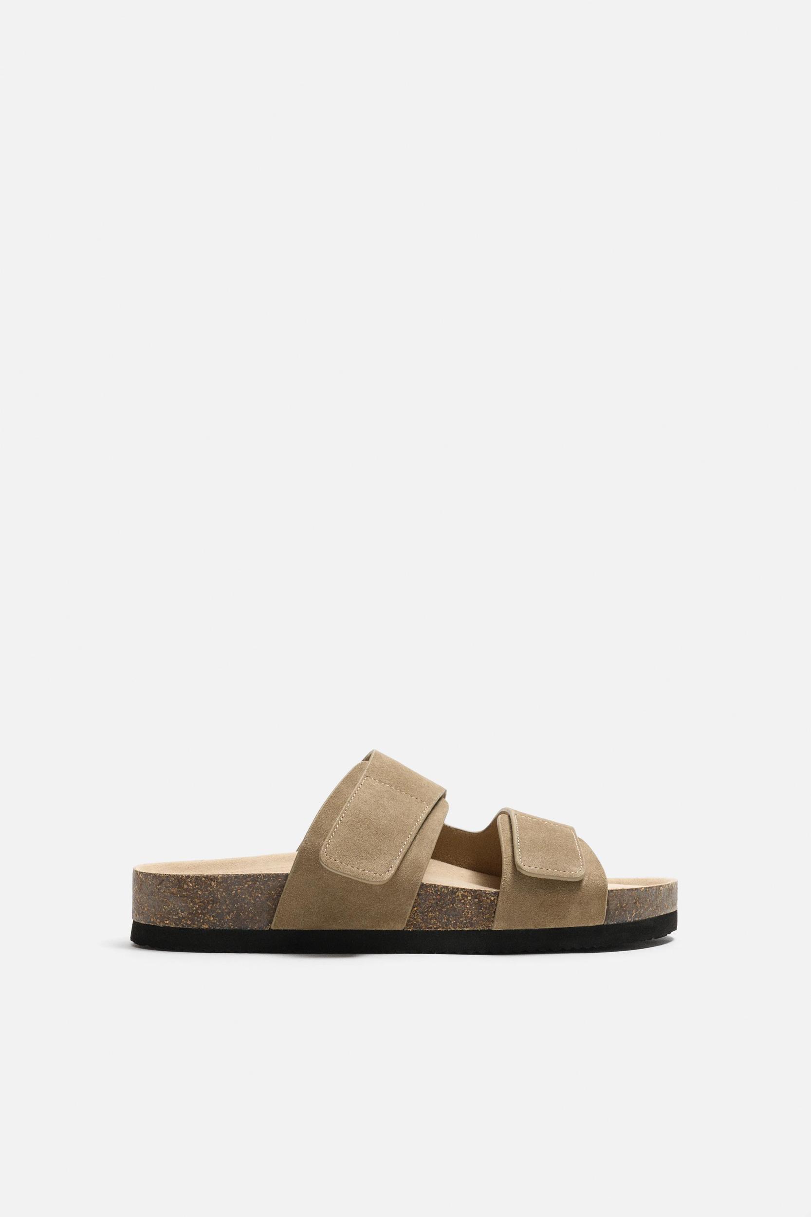 DOUBLE STRAP LEATHER SANDALS Product Image