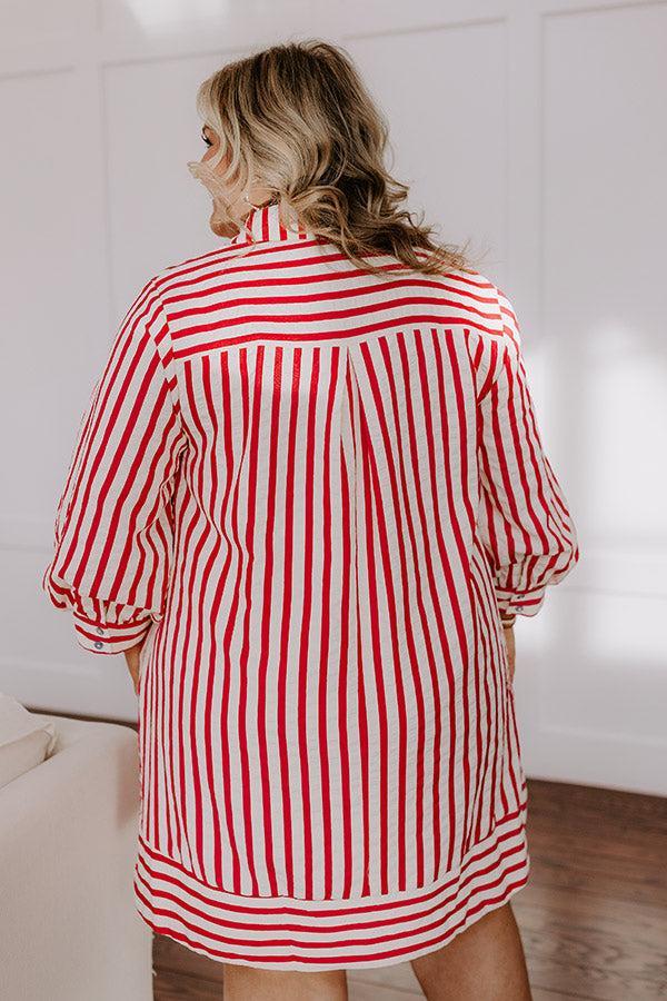 Charleston Charm Stripe Mini Dress in Rose Curves Product Image