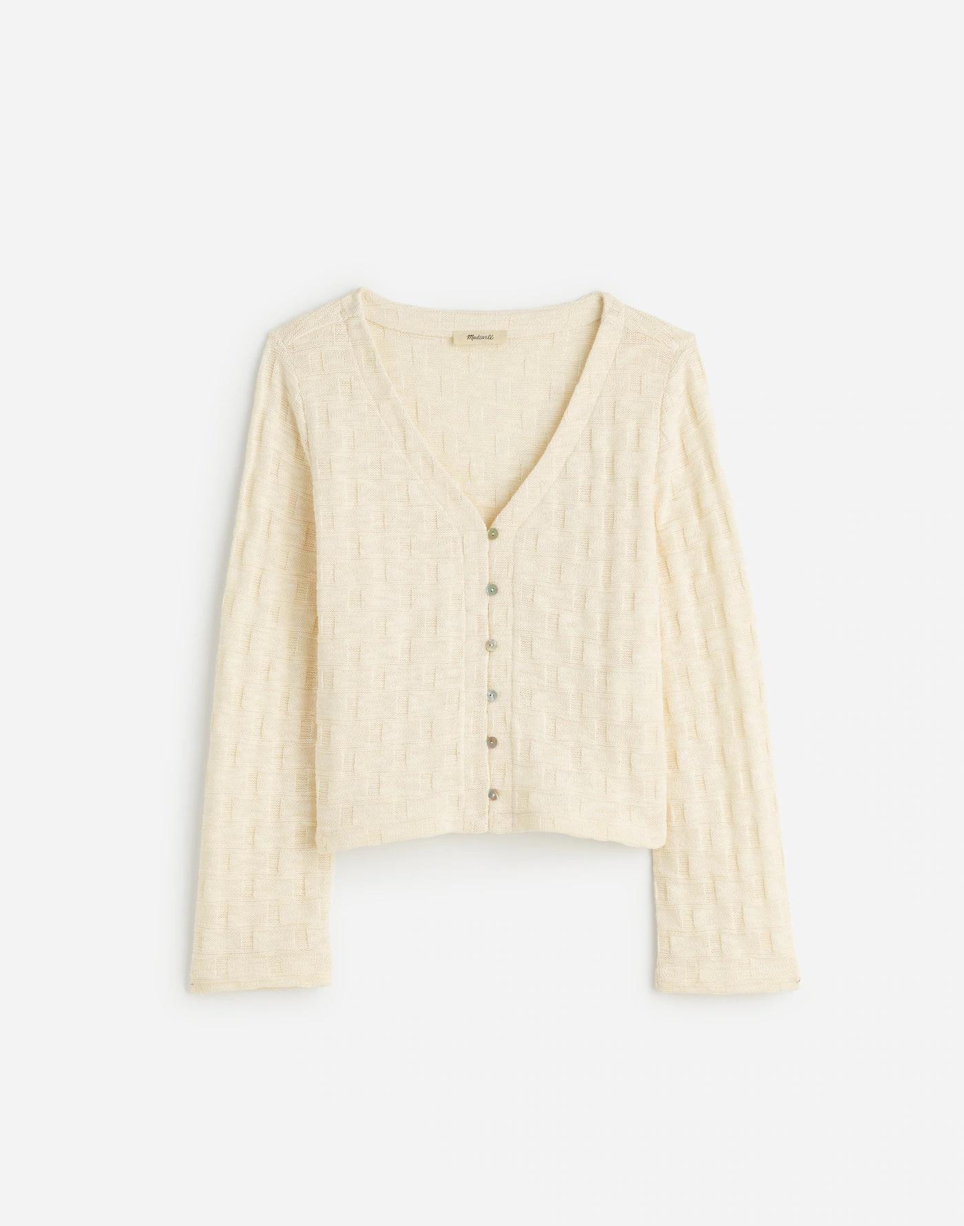 Basket-Weave Stitch Long-Sleeve Sweater Tee Product Image