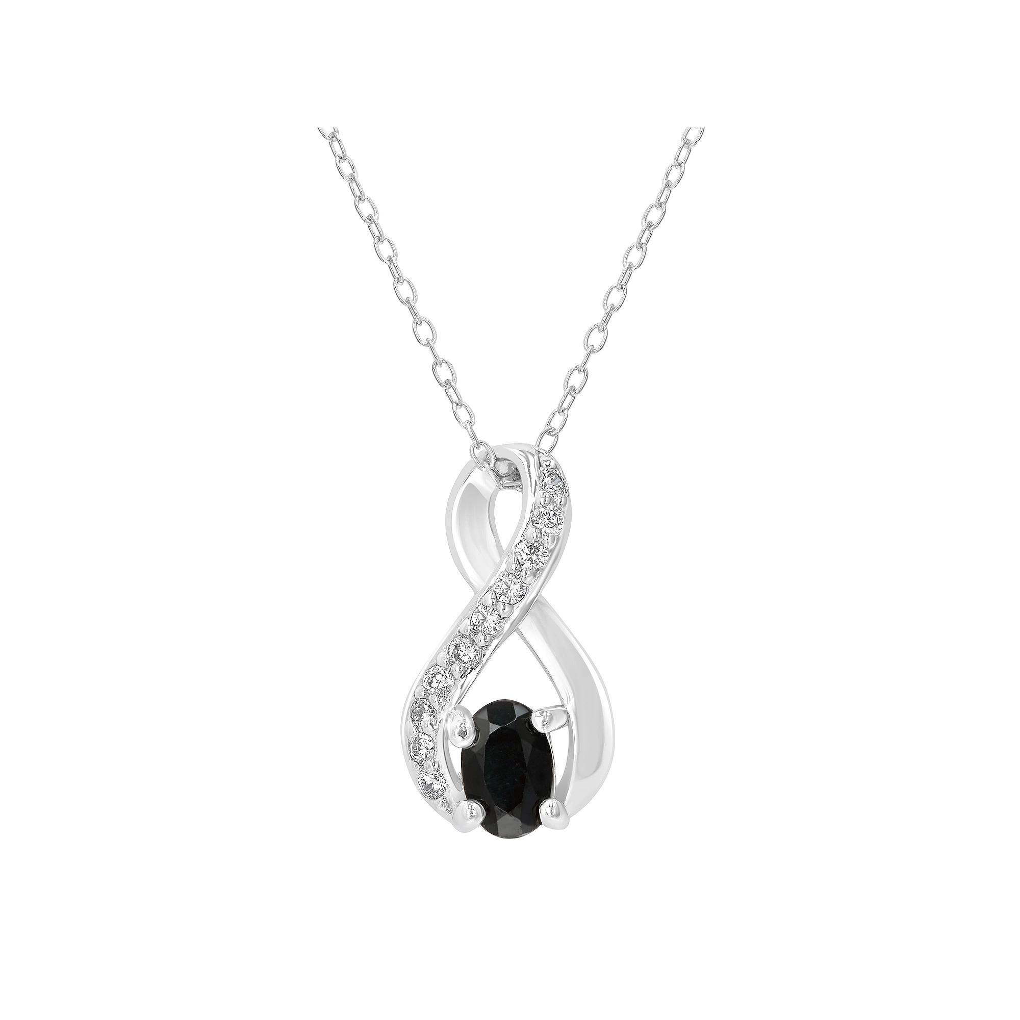 Gemistry Sterling Silver Stone & Cubic Zirconia Infinity Pendant Necklace, Women's, Size: 18-20" ADJ, Black Product Image