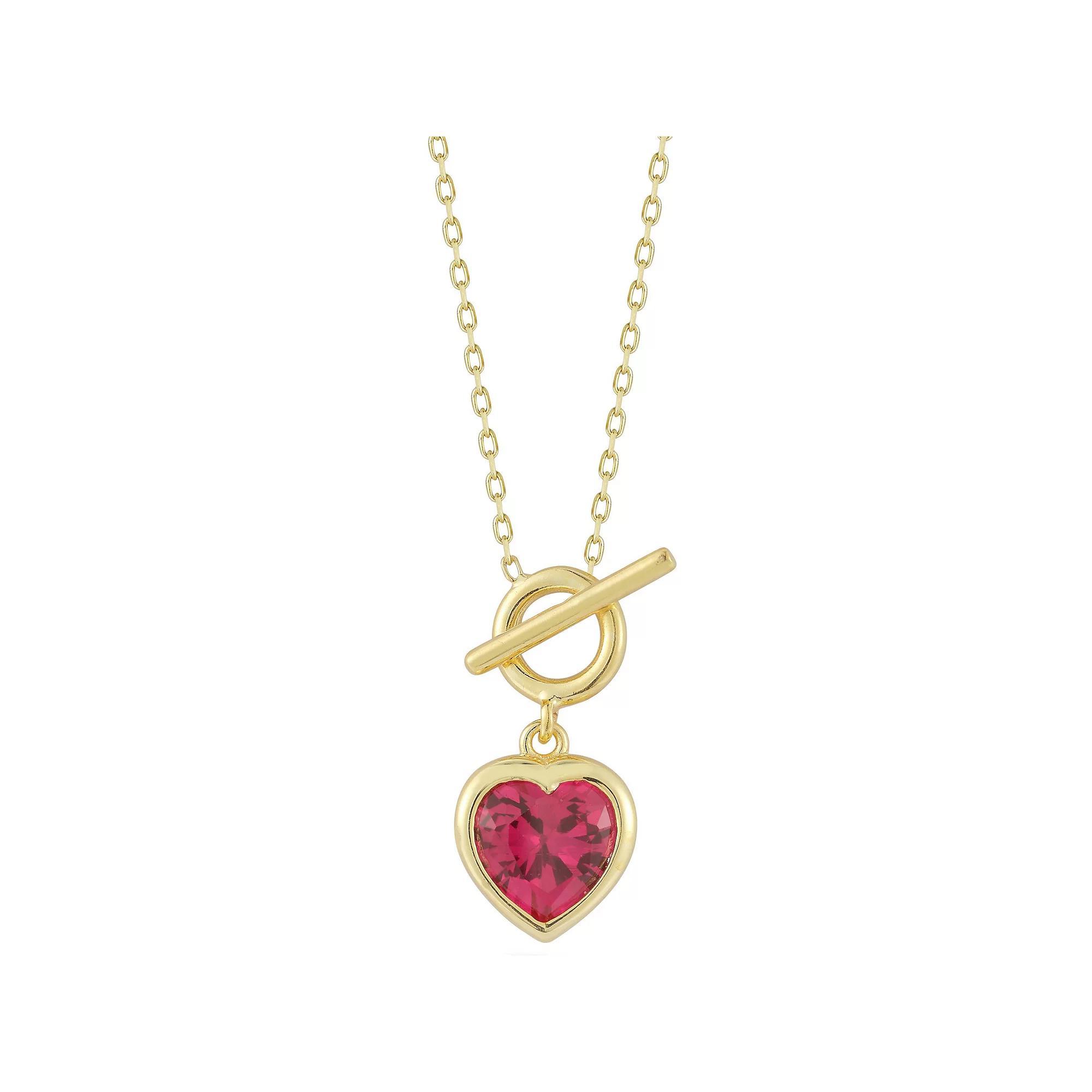 Sunkissed Sterling Cubic Zirconia Heart Toggle Necklace, Women's, Size: 18", Silver Tone White Product Image