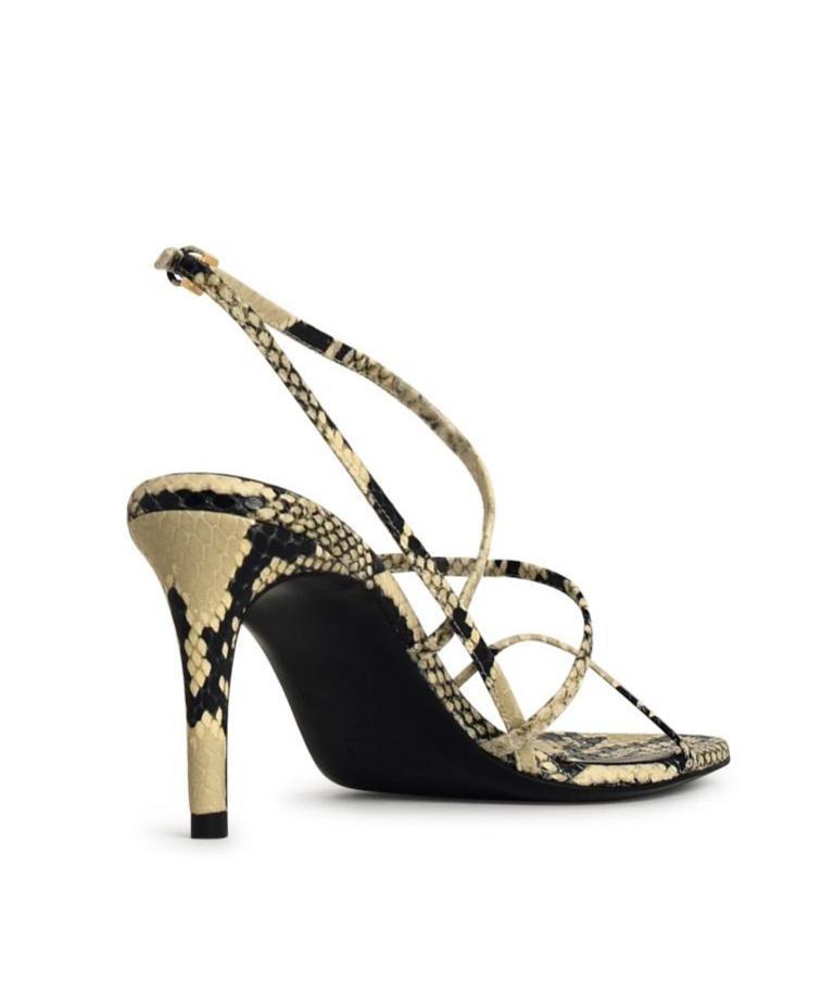 KHAITE Loop Snake-effect Leather Sandals In Beige Comb Product Image