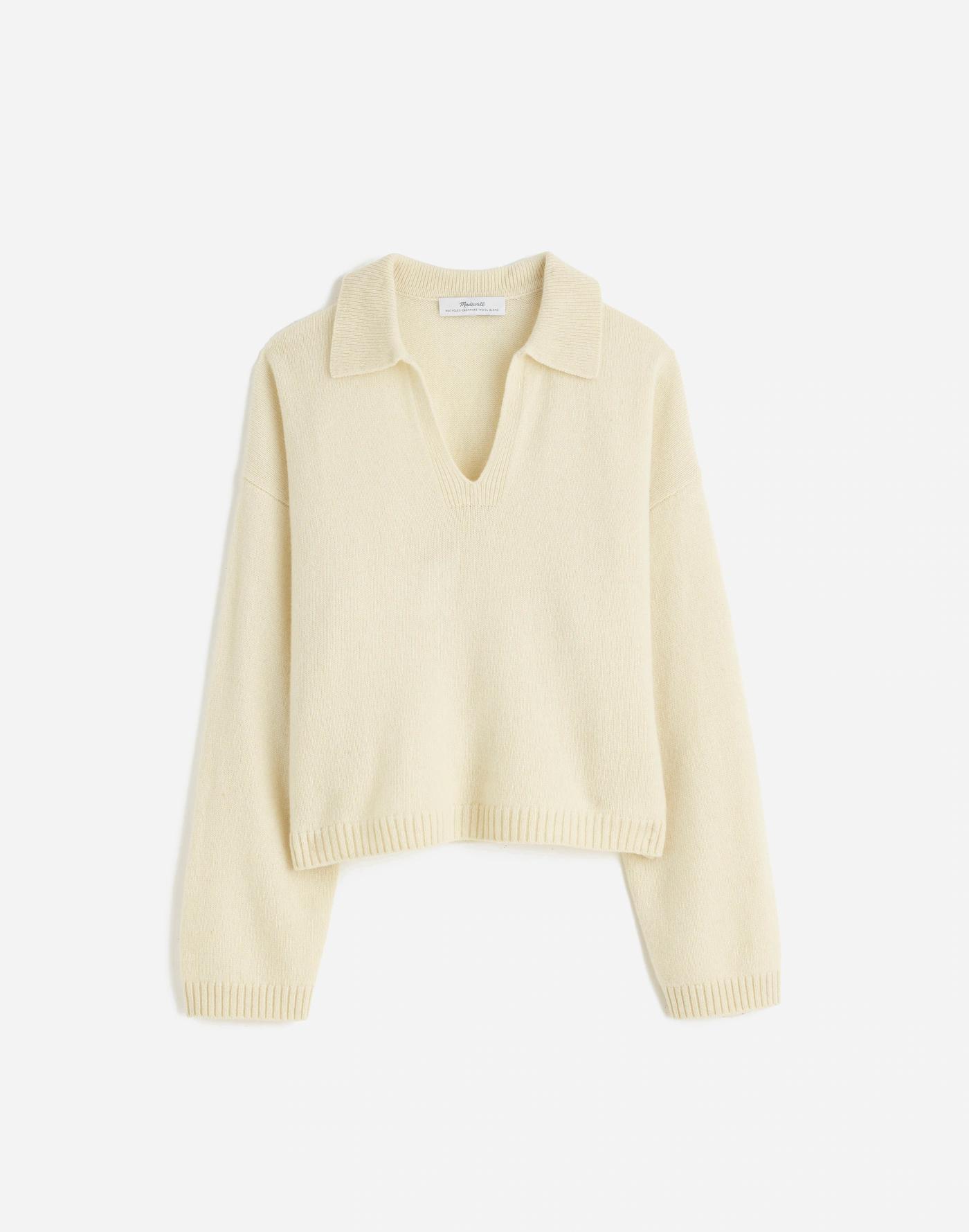 Cashmere-Wool Blend Polo Sweater Product Image