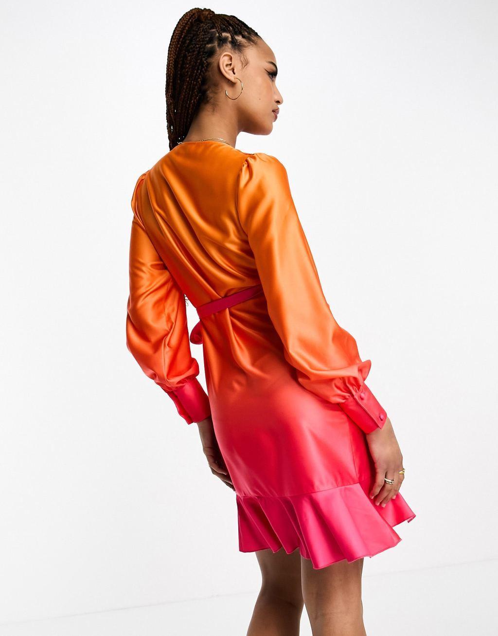 Style Cheat satin wrap mini dress Product Image