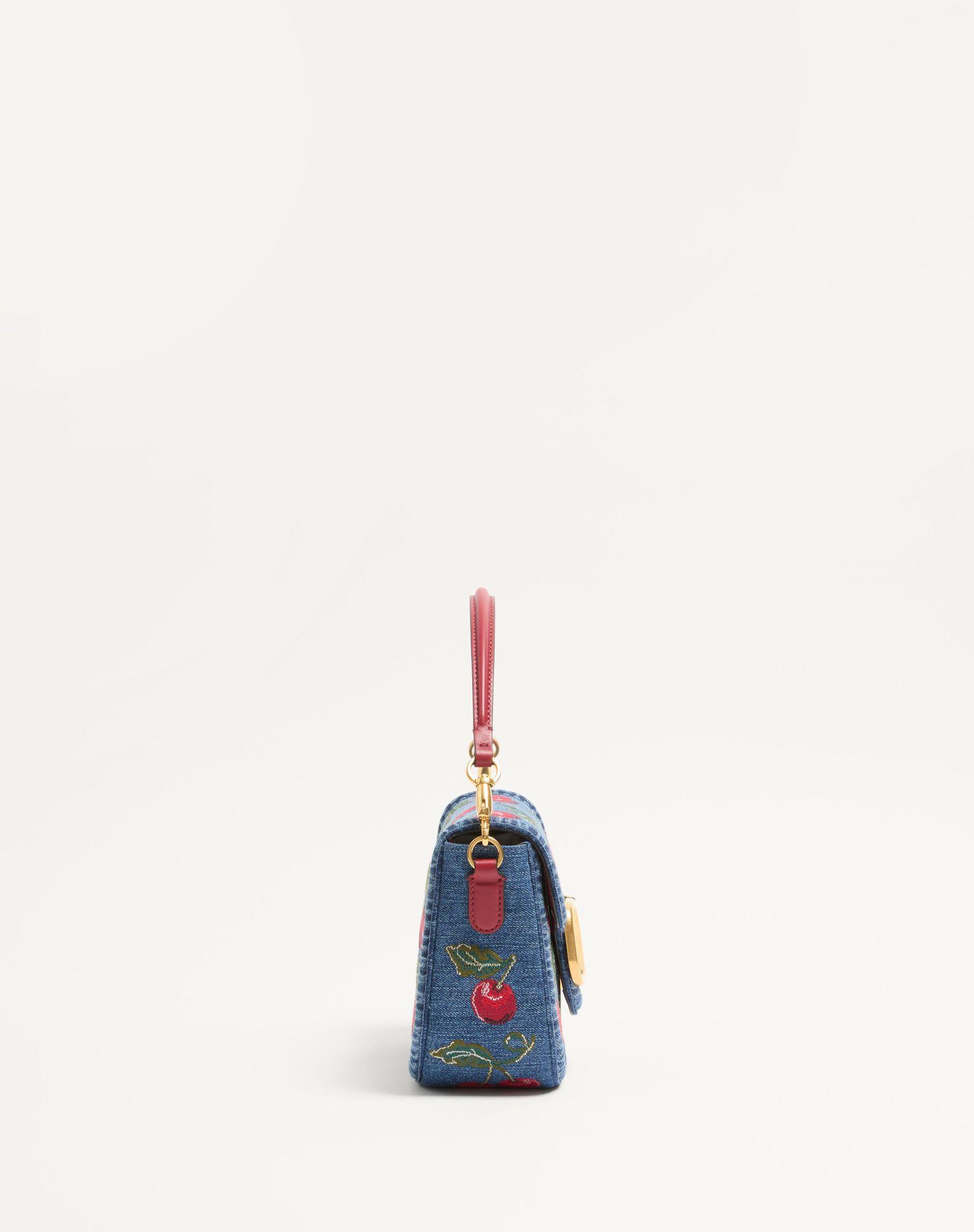 Valentino Garavani Alltime Denim Shoulder Bag With Cherryfic Embroidery Product Image