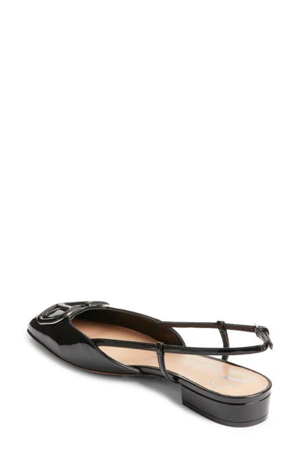 VALENTINO GARAVANI Vlogo Patent Slingback Ballerina Flats In Black Product Image