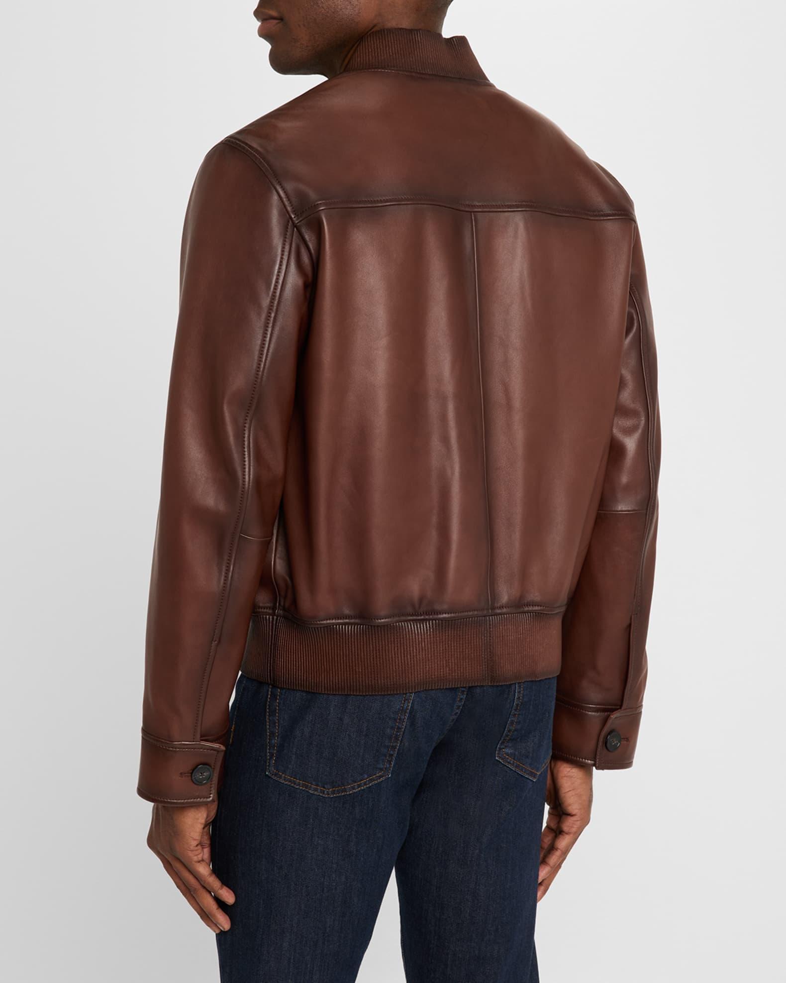 Mens Napa Leather Bomber Jacket Product Image