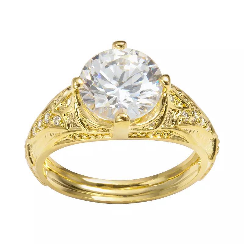 Sophie Miller 14k Gold Over Silver Cubic Zirconia Filigree Ring, Women's, Size: 6, White Product Image