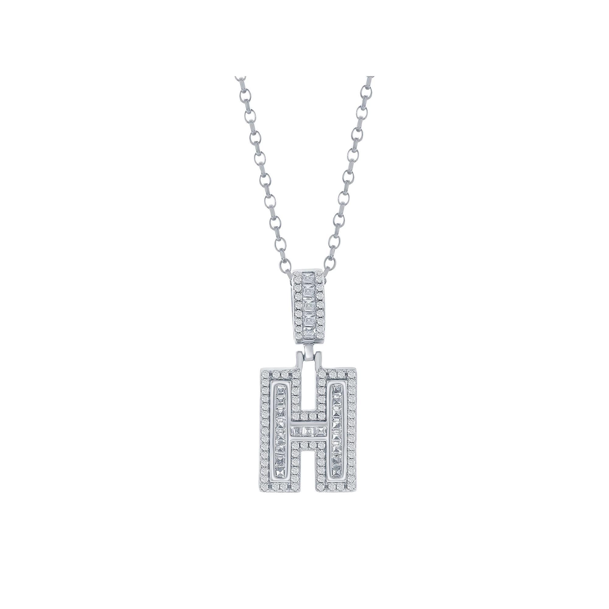 Argento Bella Sterling Silver Cubic Zirconia Initial Pendant Necklace, Women's, Size: 18", Sterling H Product Image