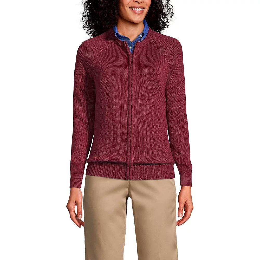 Women's Lands' End School Uniform Zipper-Front Cardigan Sweater, Size: Large, Classic Blue Product Image