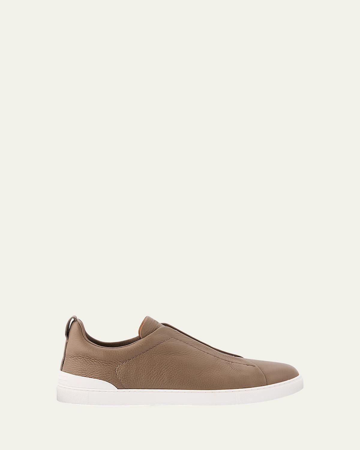 Mens Triple Stitch Deerskin Leather Sneakers Product Image