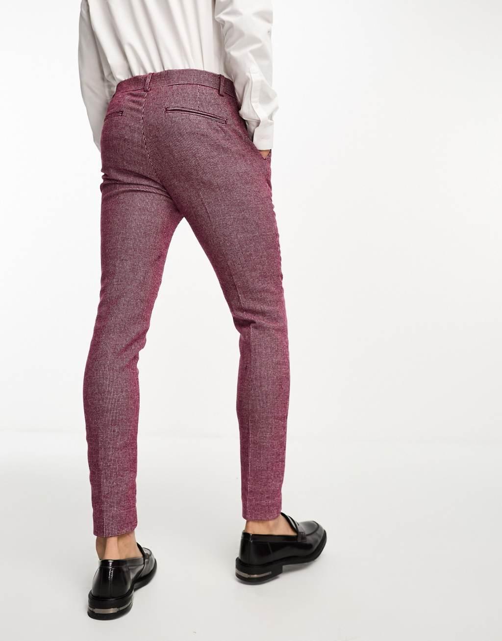 ASOS DESIGN Wedding super skinny wool mix puppytooth suit jacket Product Image
