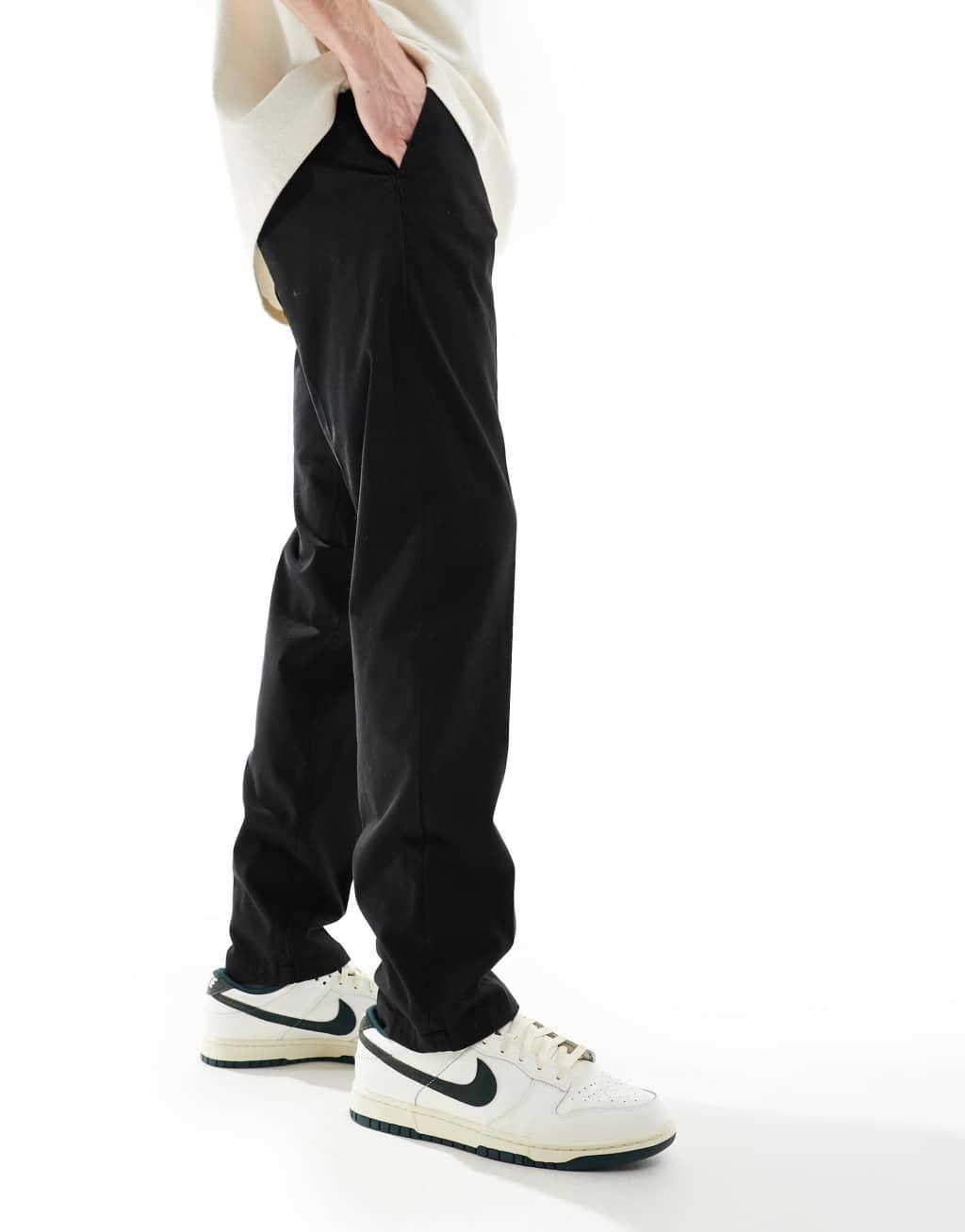 Jack & Jones front pleat tapered loose chinos in black  Product Image
