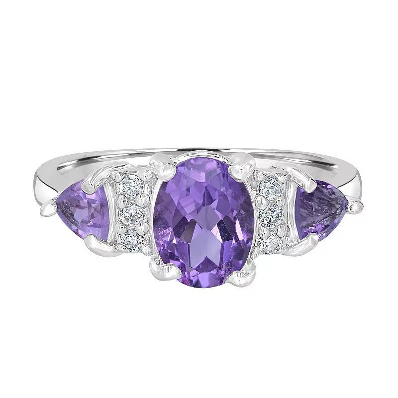 Gemistry Sterling Silver Stone & Cubic Zirconia 3 Stone Ring, Women's, Size: 7, Black Product Image