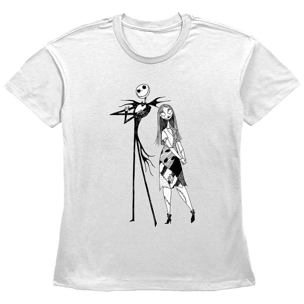 Disney's The Nightmare Before Christmas Juniors' Jack And Sally Graphic Tee, Women's, Size: Medium, White Product Image