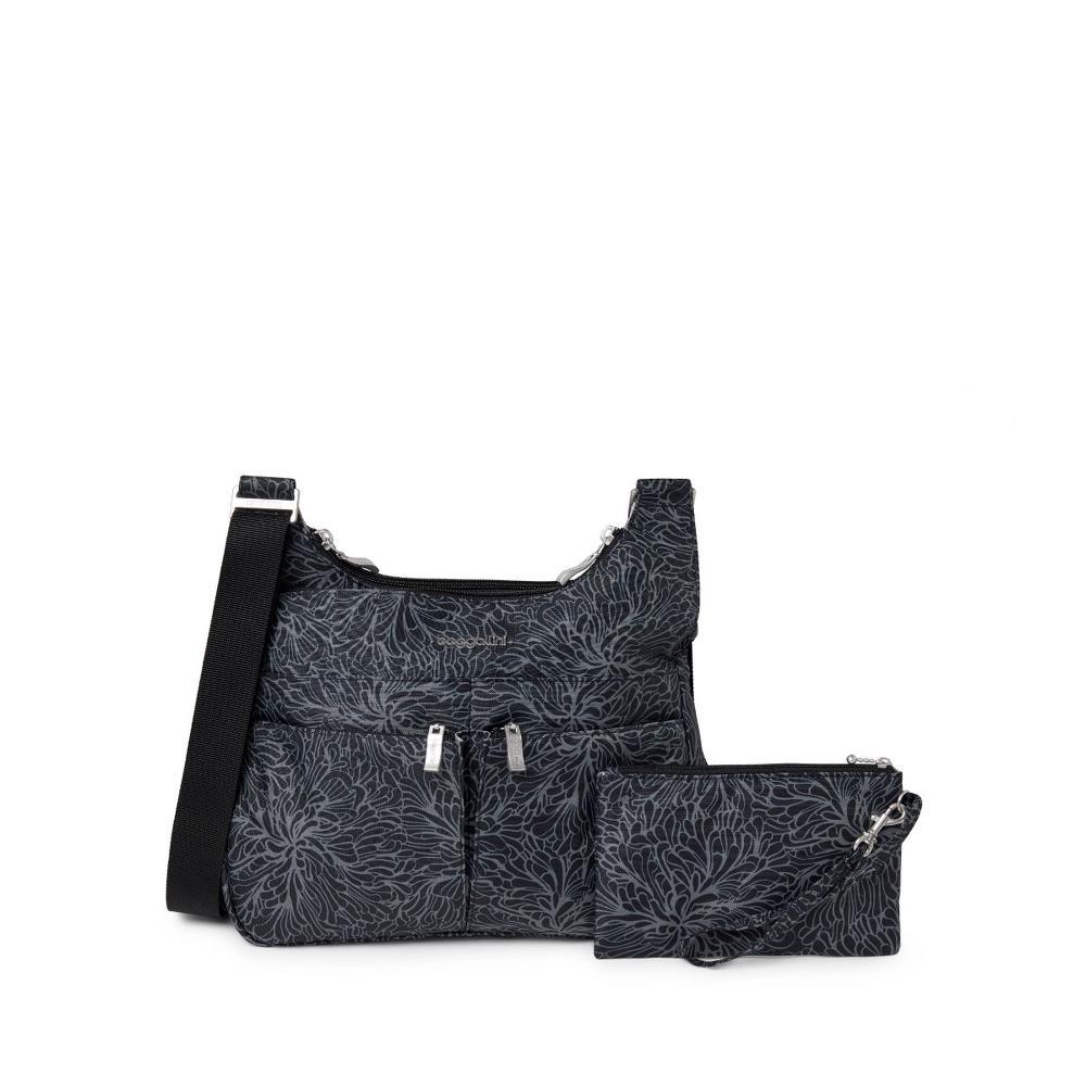 Womens Baggallini Cross Over Crossbody Bag with RFID Blocking Wristlet, Grey Product Image