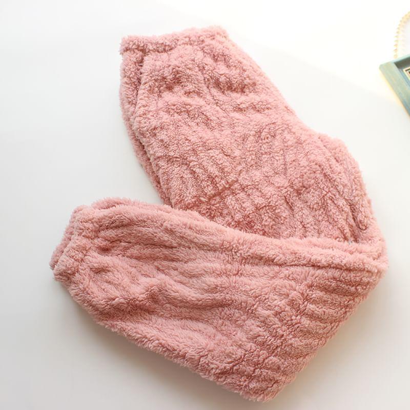 Elastic Waist Plain Harem Fleece Pajama Pants Product Image