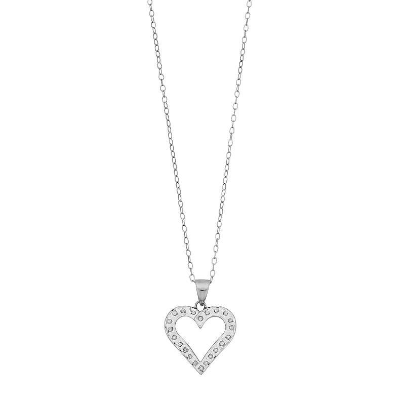 Diamond Mystique Sterling Silver Heart Pendant Necklace, Women's, Size: 18", White Over Silver Product Image