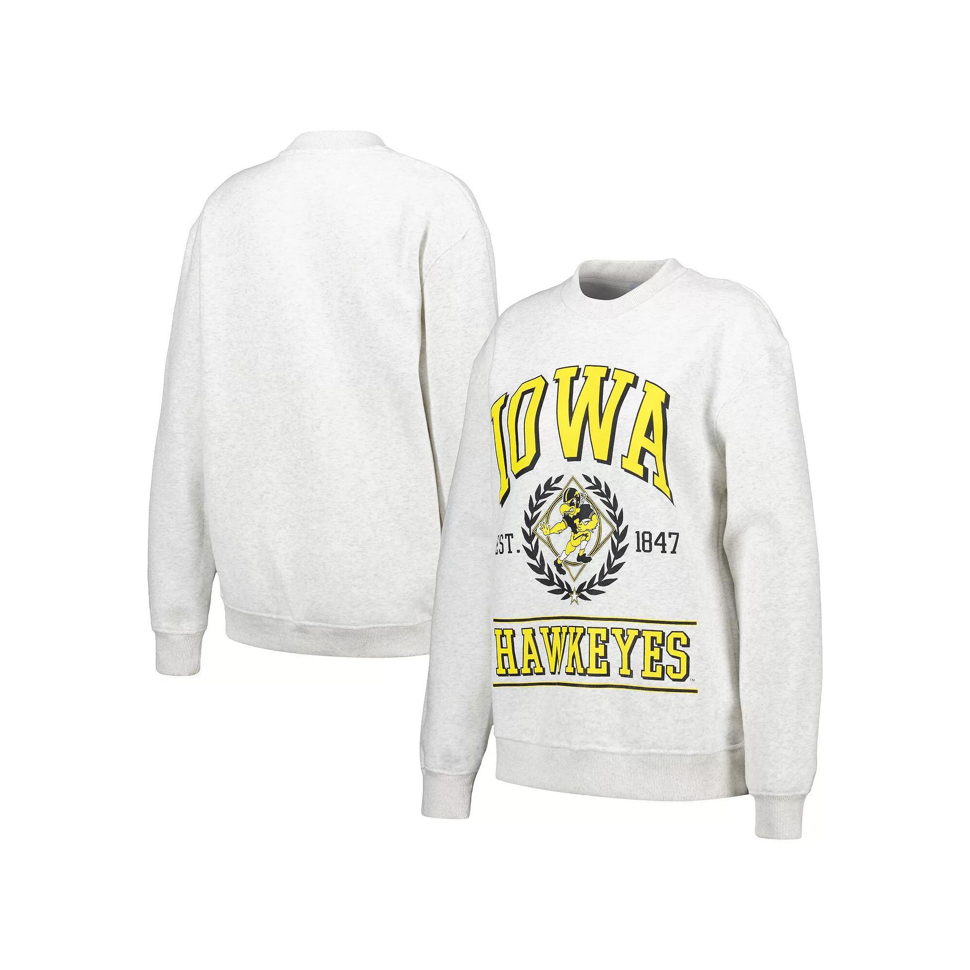 Women's Established & Co. Ash Iowa Hawkeyes Logo Pullover Sweatshirt, Size: Medium, Black Product Image
