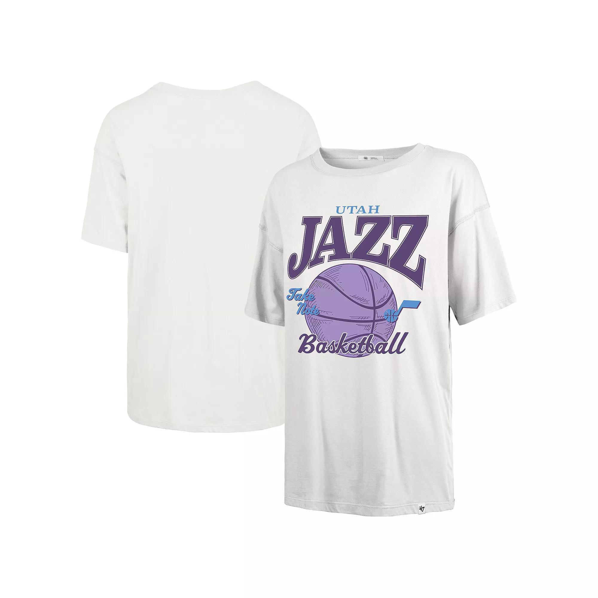 Women's '47  White Utah Jazz City Edition Down Court Sadie T-Shirt, Size: Small, Jaz White Product Image