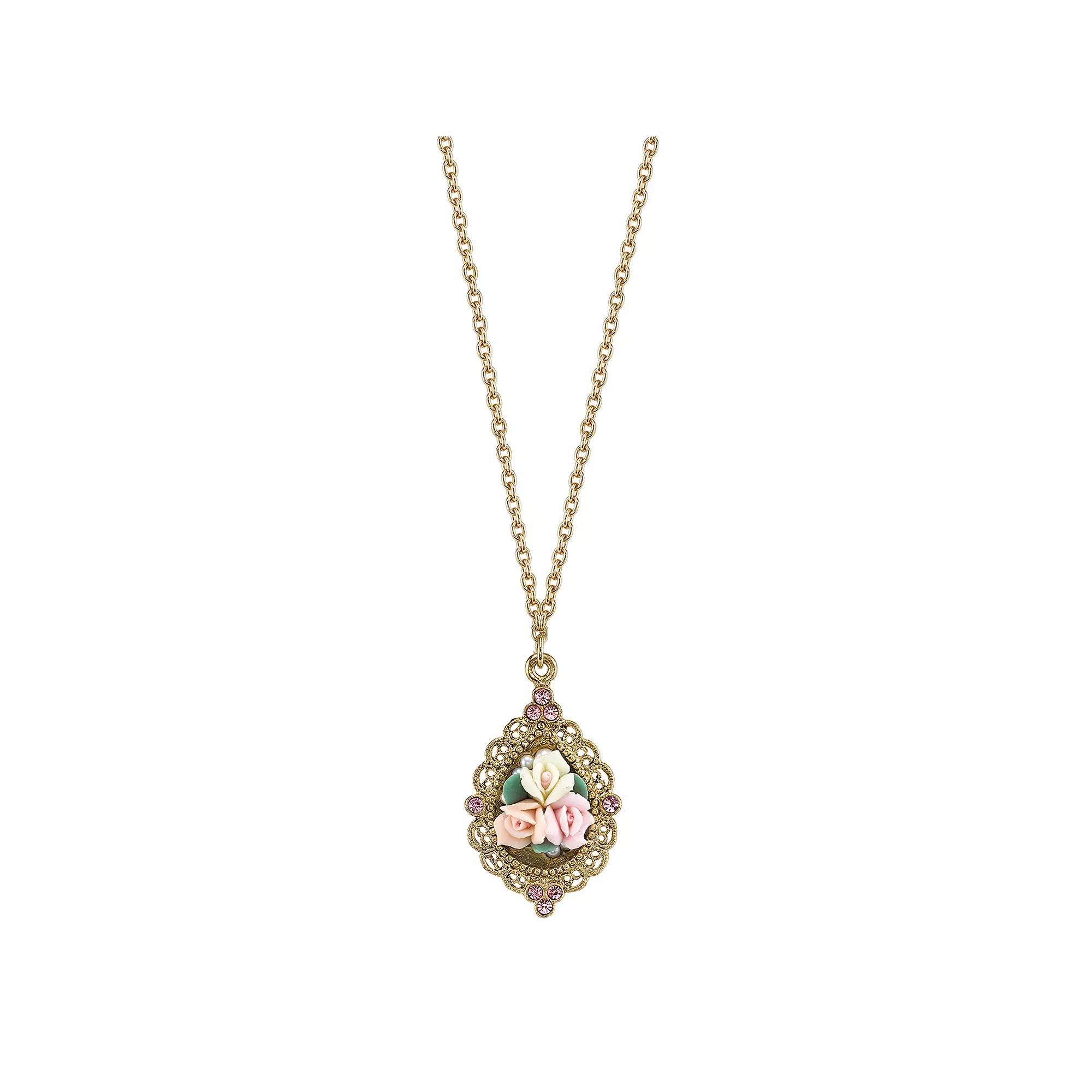 1928 Rose Teardrop Necklace, Womens Multicolor Product Image