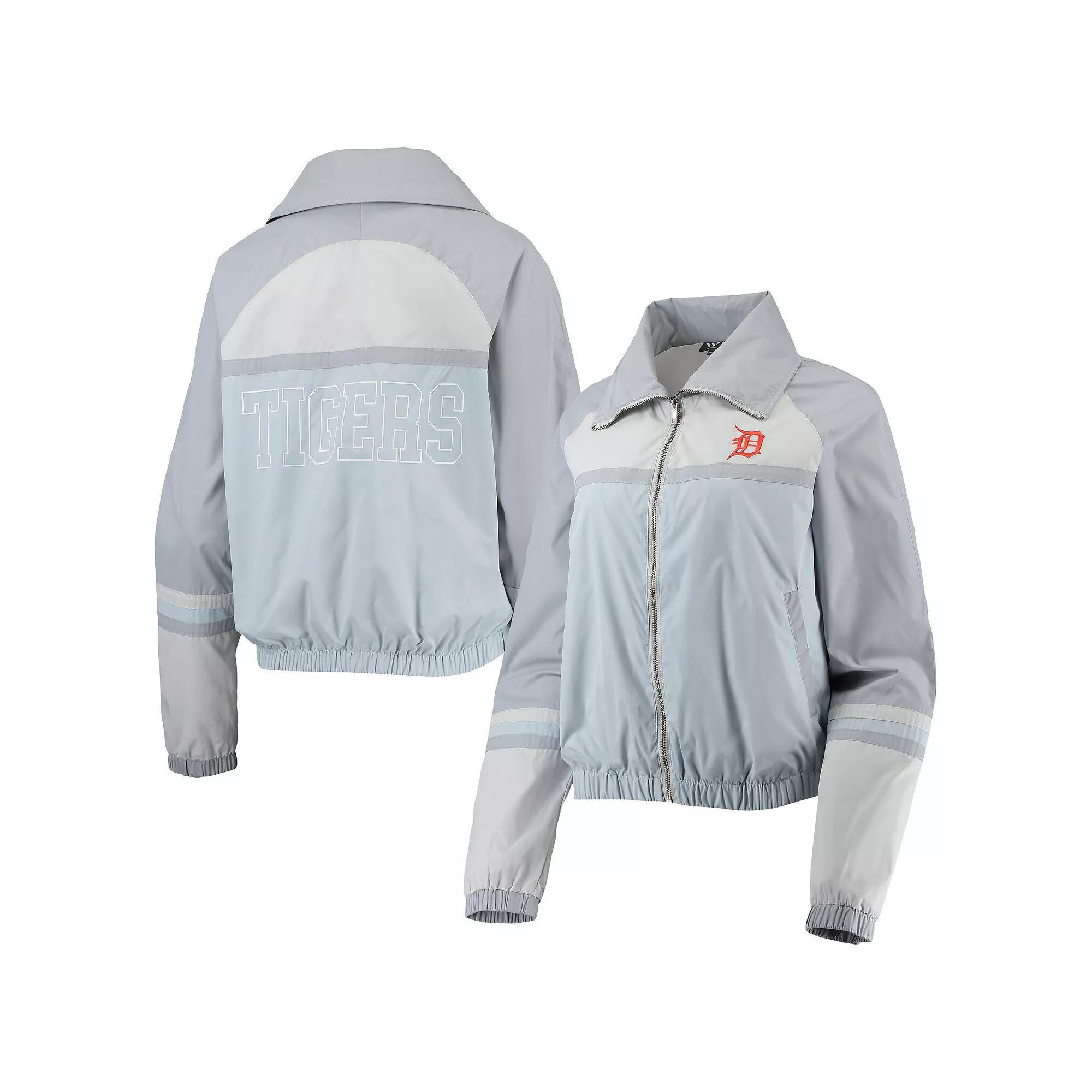 Women's The Wild Collective Navy Detroit Tigers Colorblock Track Raglan Full-Zip Jacket, Size: Small, Light Product Image