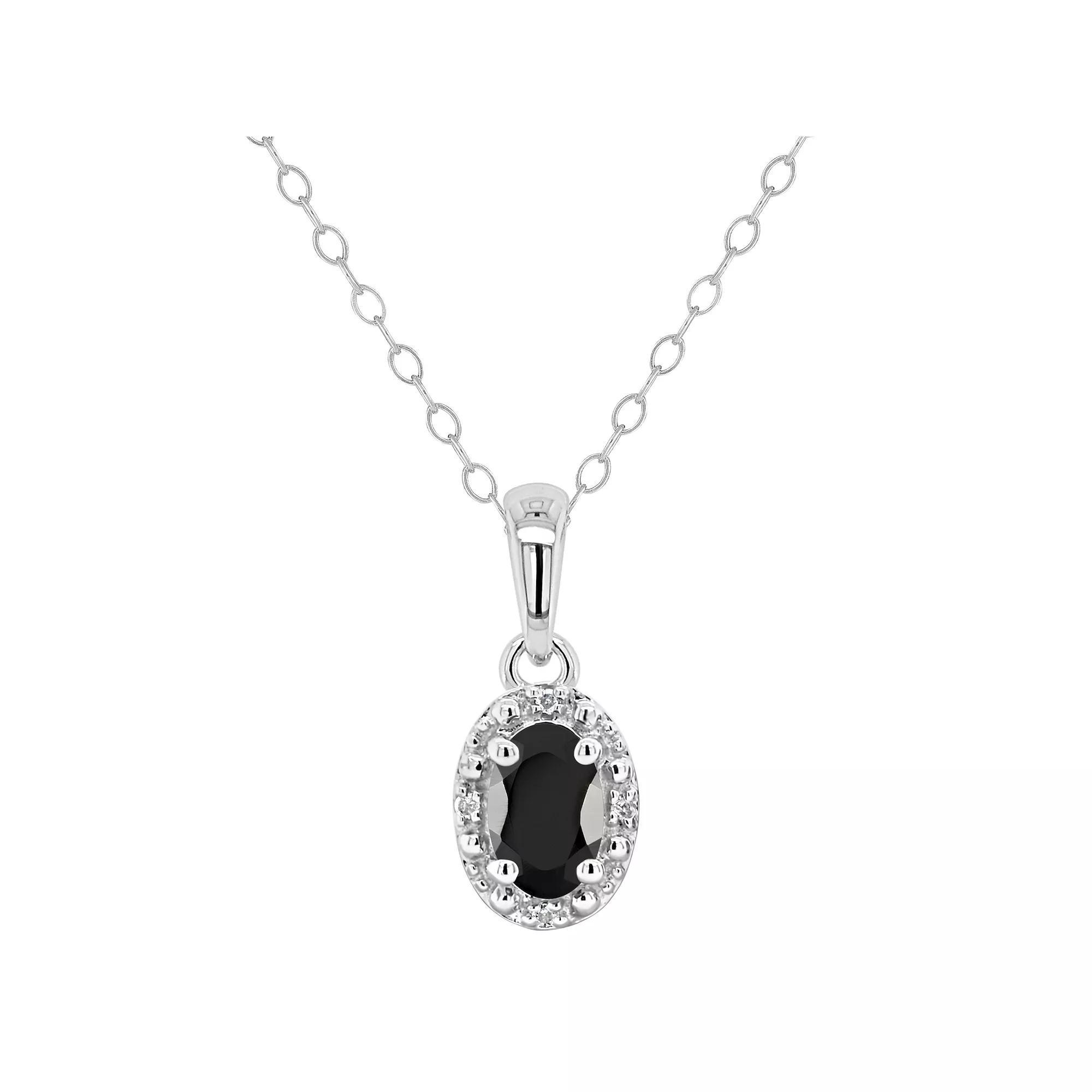 Celebration Gems Sterling Silver Oval Labradorite & Diamond Accent Pendant Necklace, Women's, Size: 18" Product Image