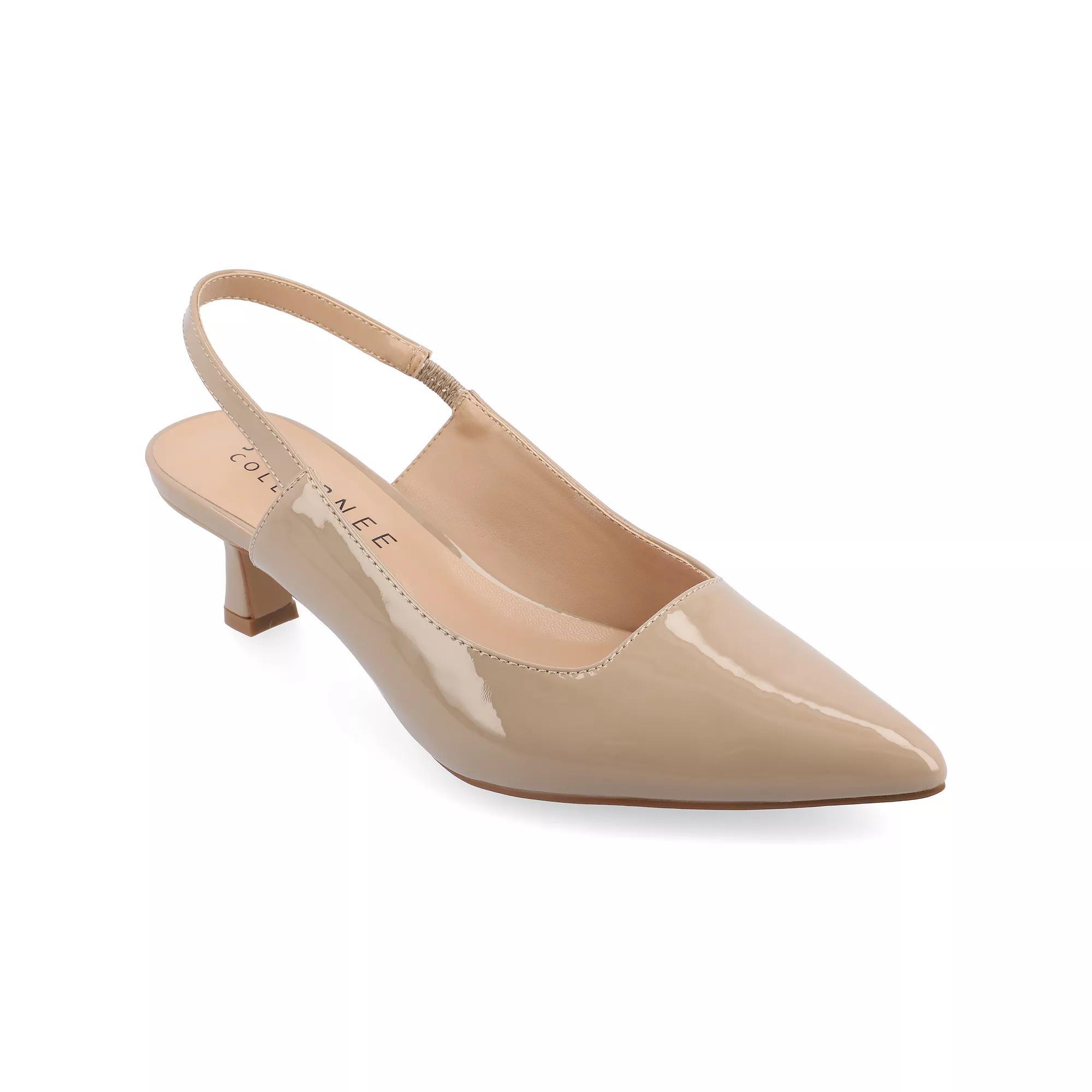 Journee Paulina Womens Slingback Heels Patent Brown Product Image