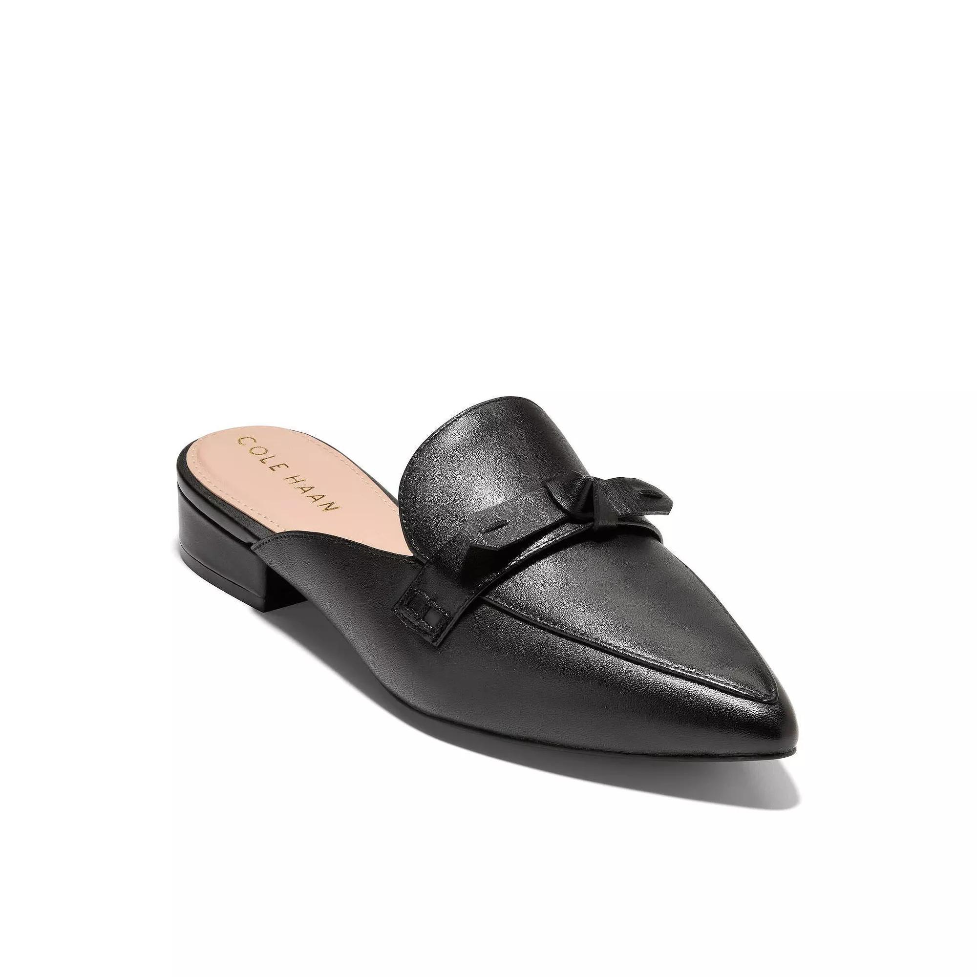 Cole Haan Piper Women's Bow Top Pointed Mules, Size: 5, Black Product Image